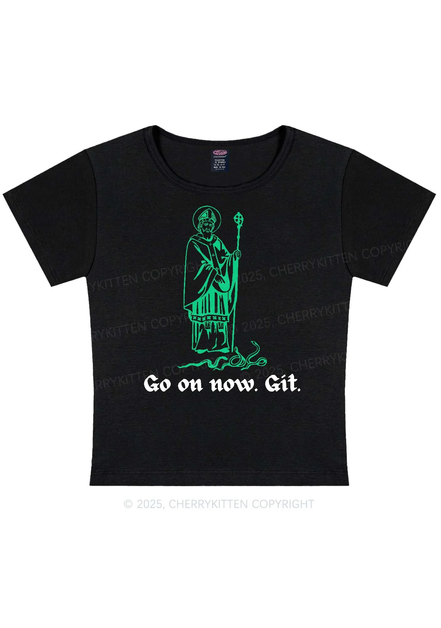 Go On Now Git St Patricks Y2K Baby Tee Cherrykitten - Image 4