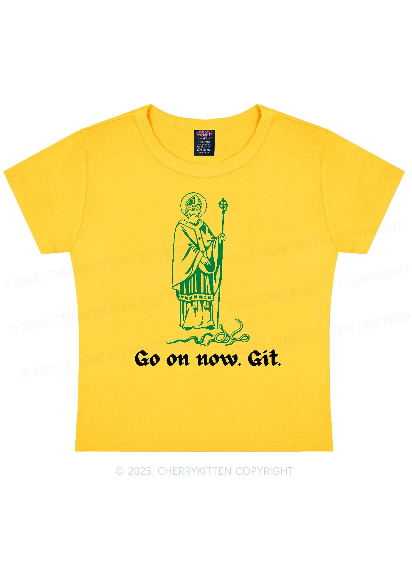 Go On Now Git St Patricks Y2K Baby Tee Cherrykitten - Image 5