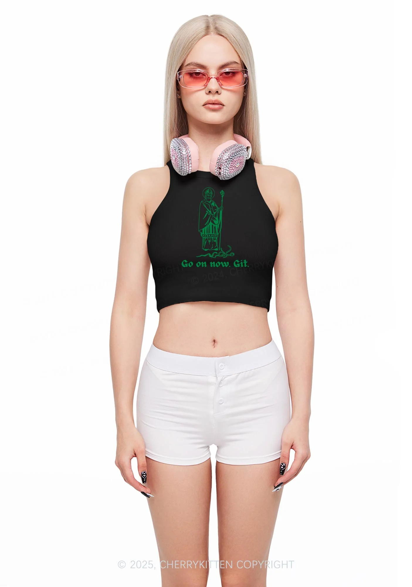 Go On Now Git St Patricks Y2K Crop Tank Top Cherrykitten - Image 3