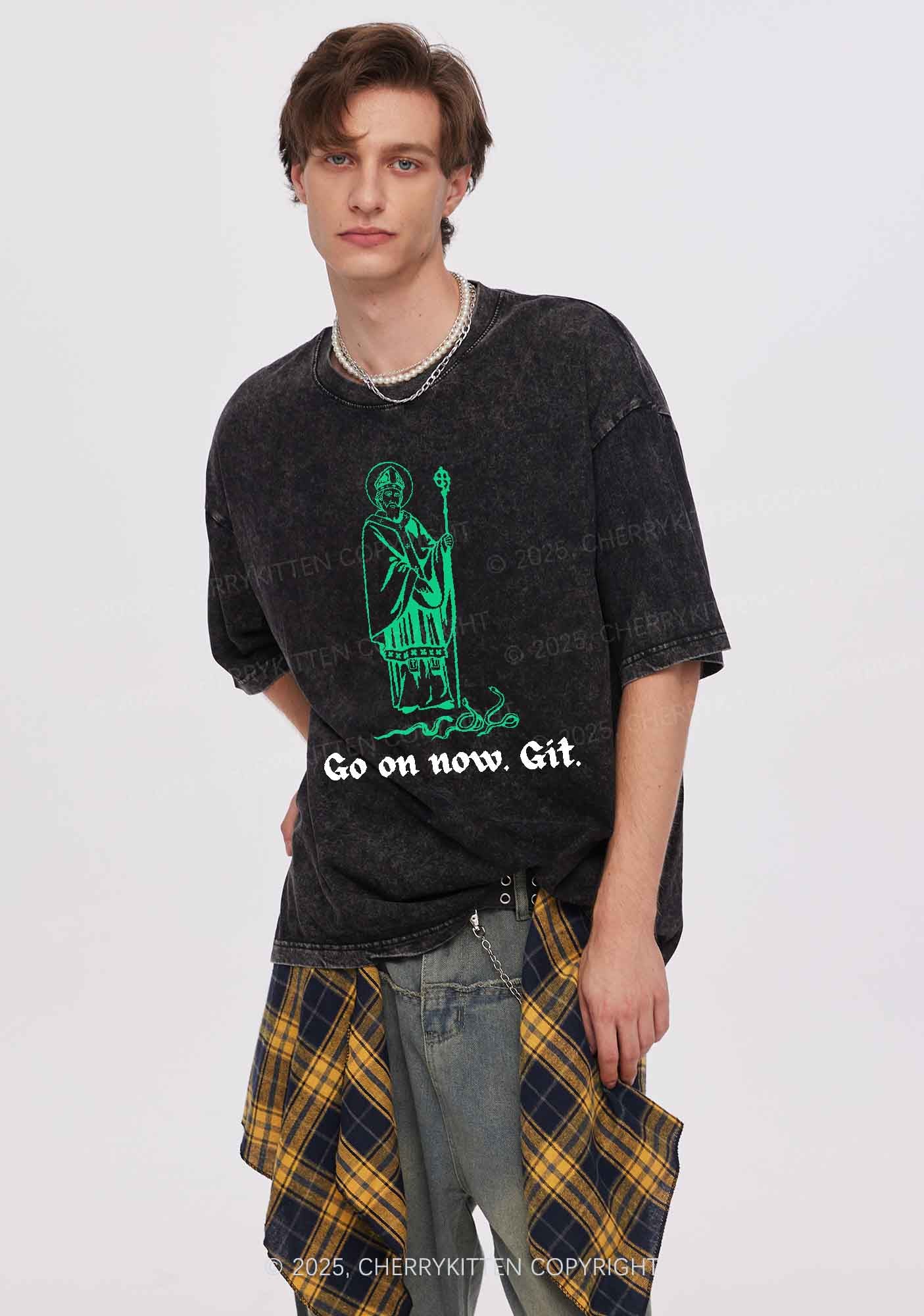 Go On Now Git St St Patricks Y2K Washed Tee Cherrykitten - Image 3