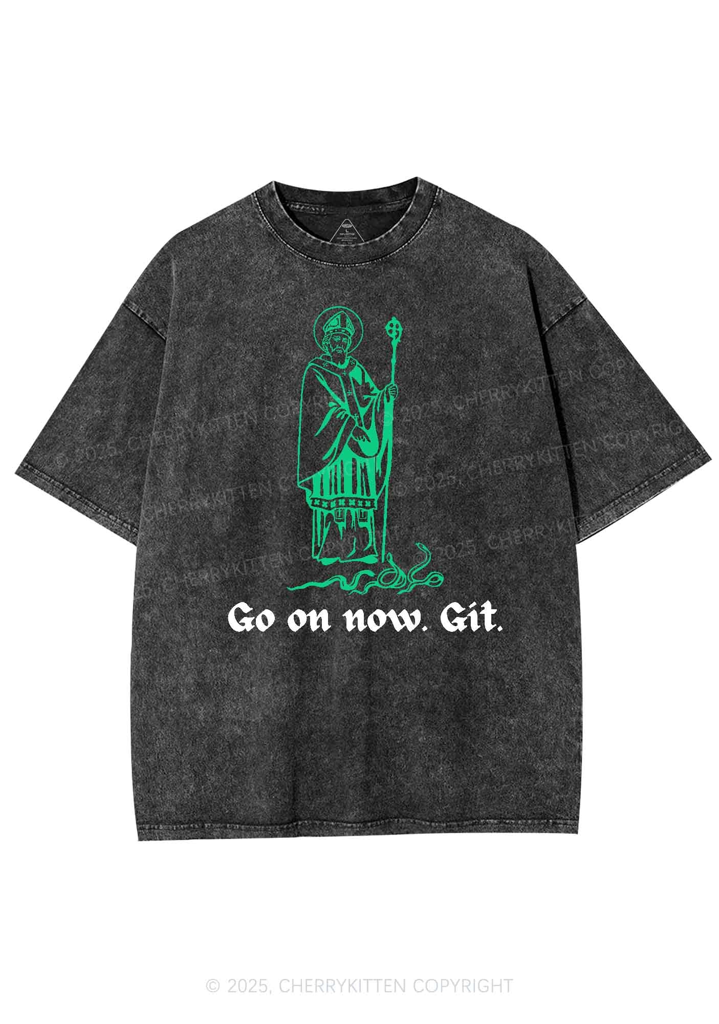 Go On Now Git St St Patricks Y2K Washed Tee Cherrykitten - Image 5