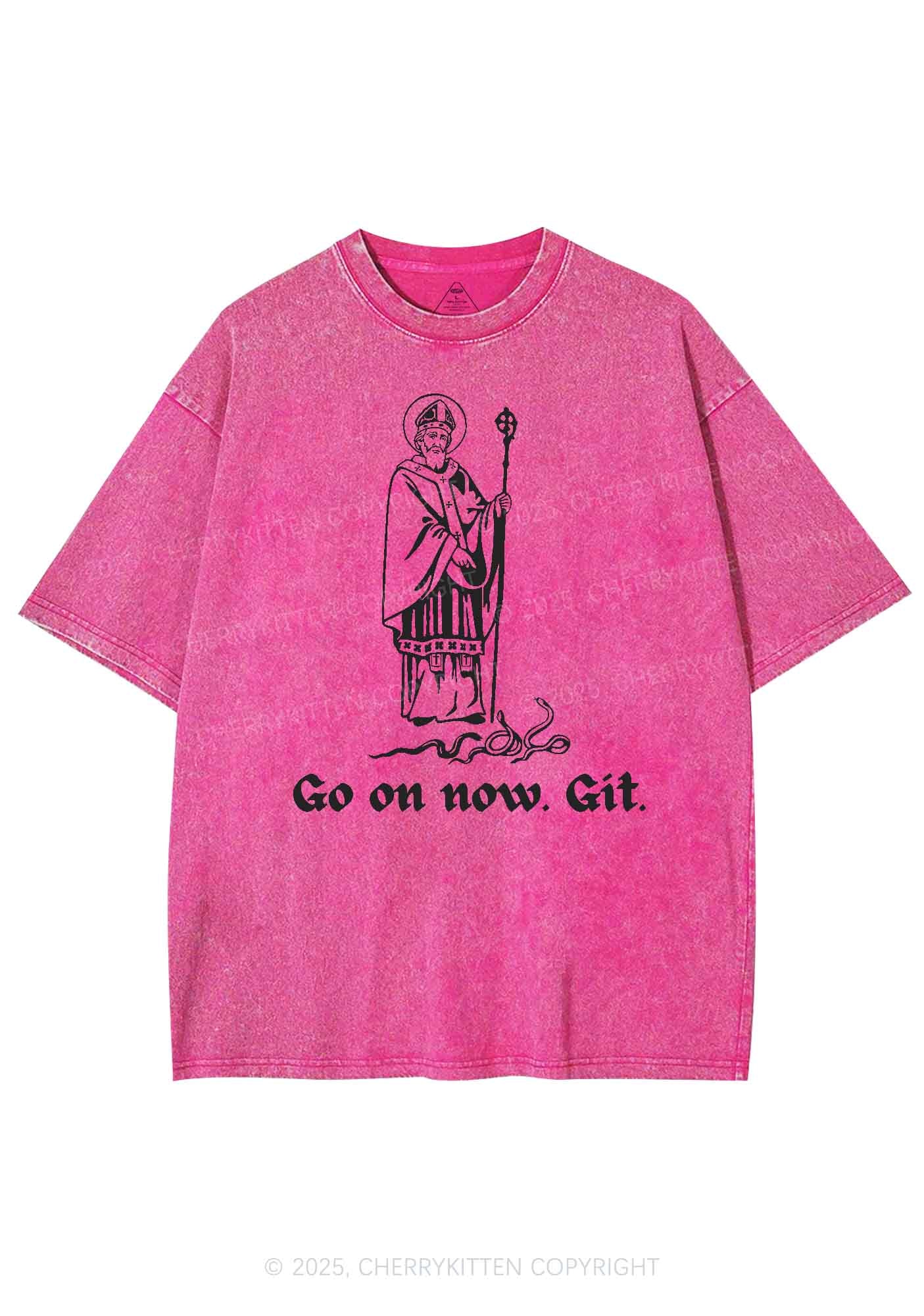 Go On Now Git St St Patricks Y2K Washed Tee Cherrykitten - Image 6