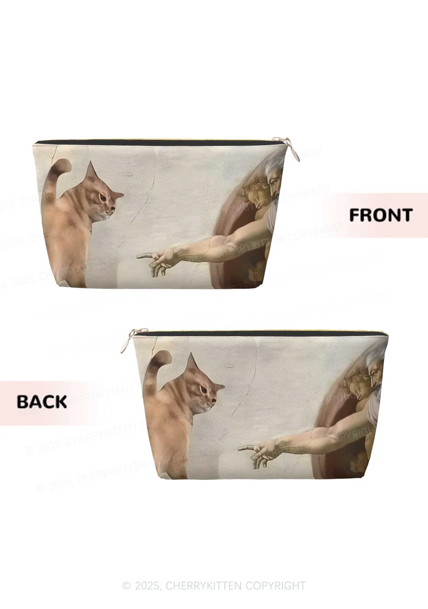 God Give Cat Y2K Leather Makeup Bag Cherrykitten - Image 2