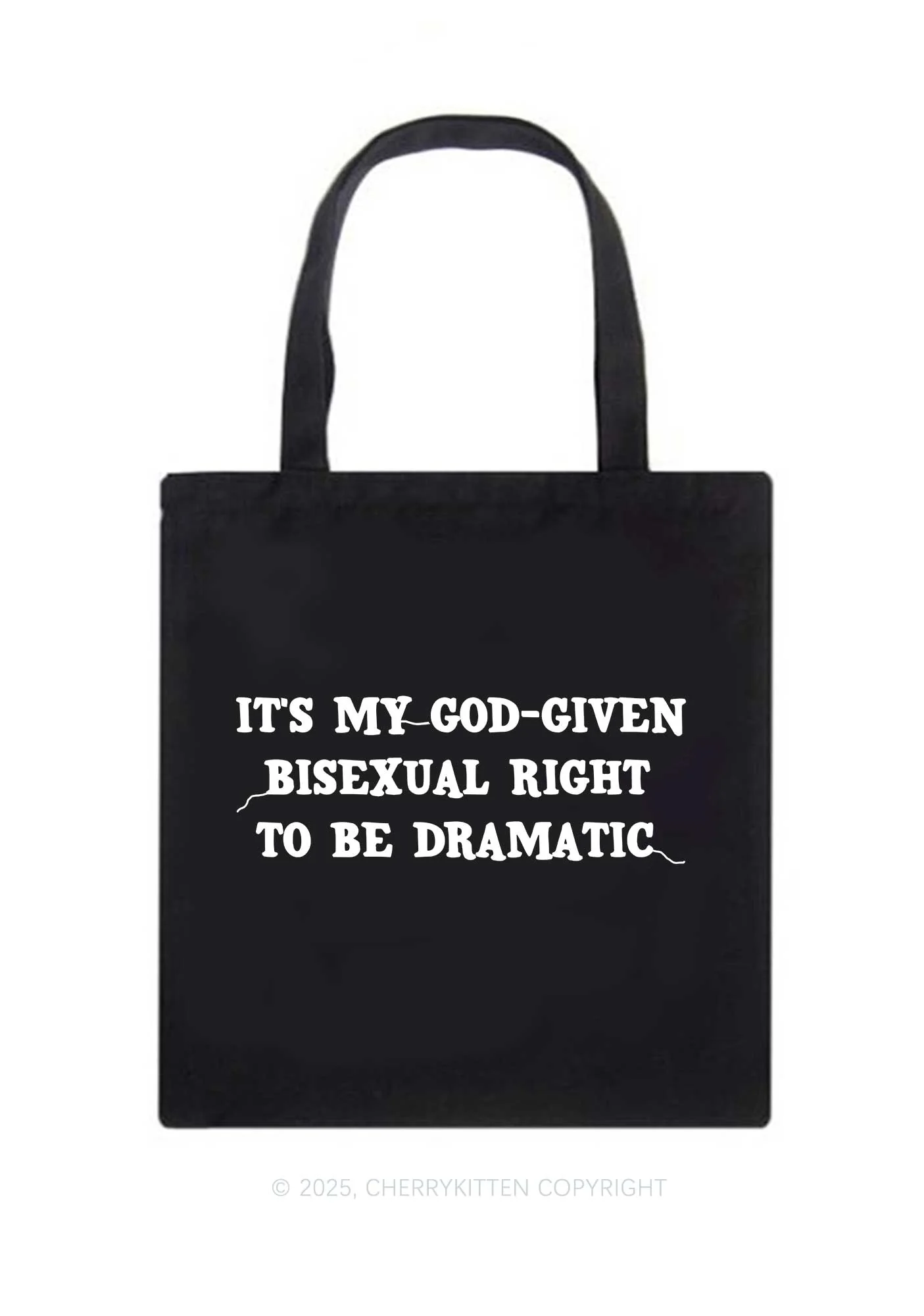 God Given Bisexual Right Pride Y2K Canvas Tote Bag Cherrykitten - Image 3