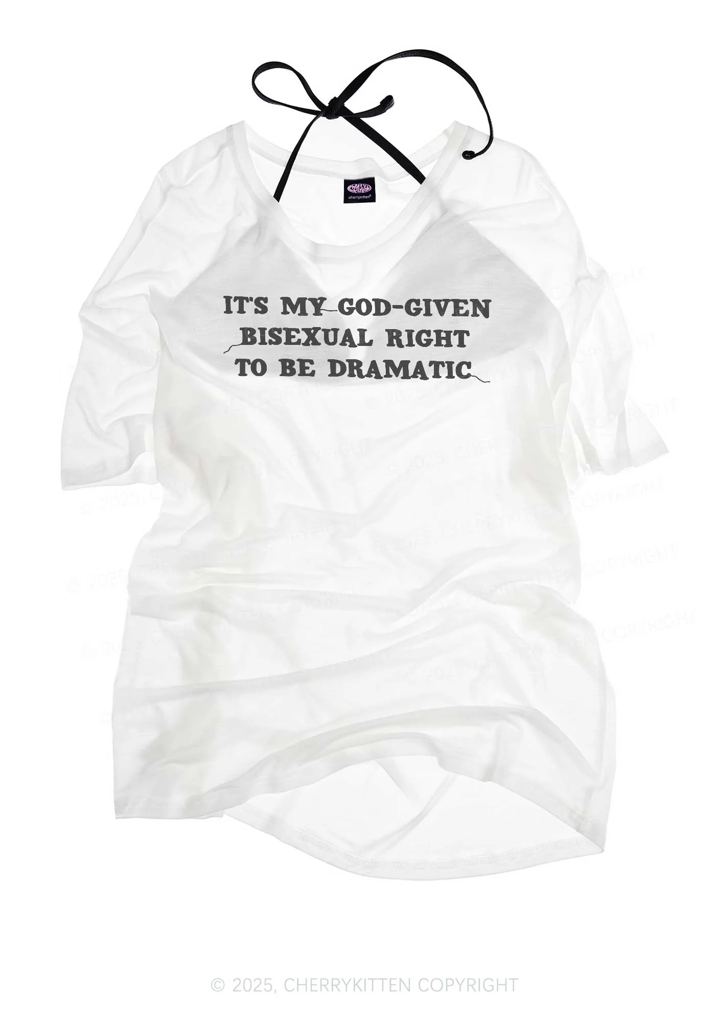 God Given Bisexual Right Pride Y2K Sheer Boyfriend Tee Cherrykitten - Image 3