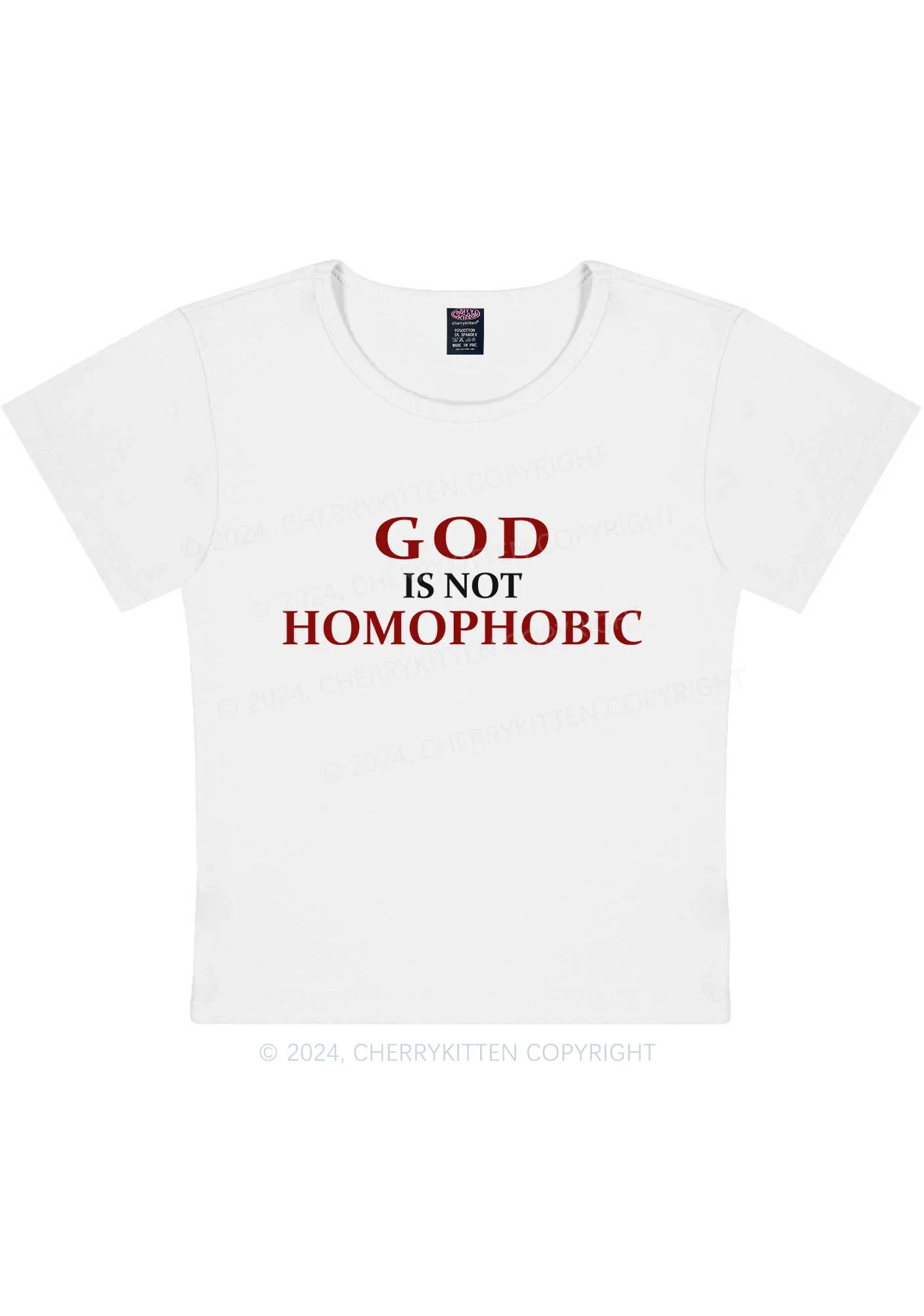 God Is Not Homophobic Y2K Baby Tee Cherrykitten - Image 2
