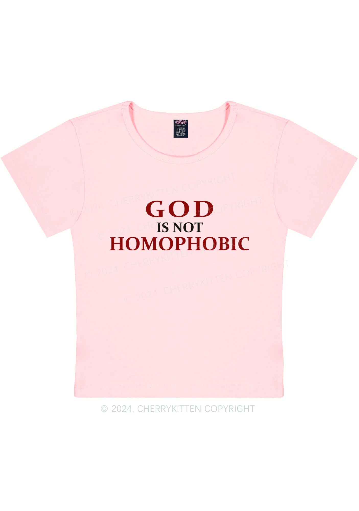 God Is Not Homophobic Y2K Baby Tee Cherrykitten - Image 6