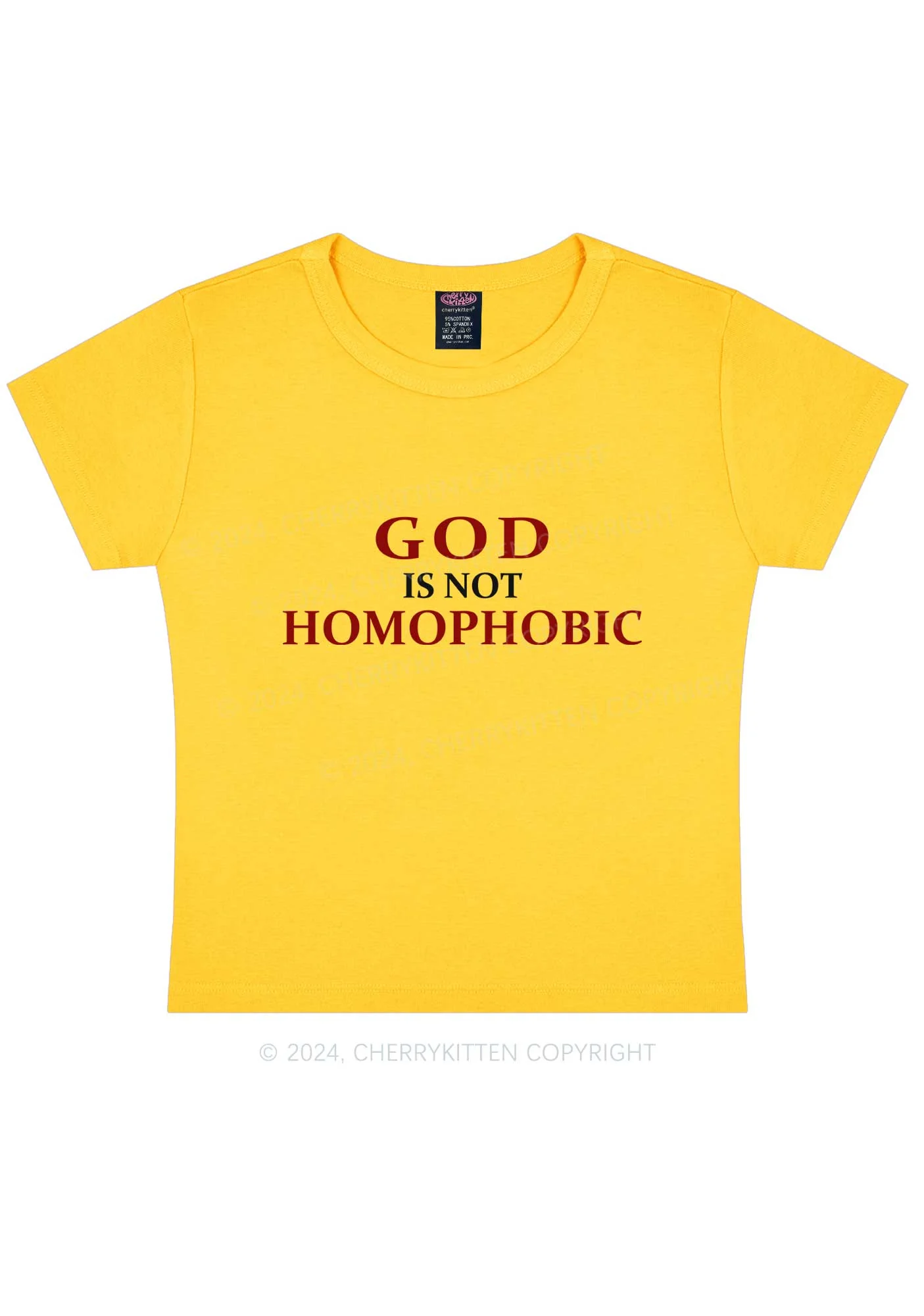 God Is Not Homophobic Y2K Baby Tee Cherrykitten - Image 7