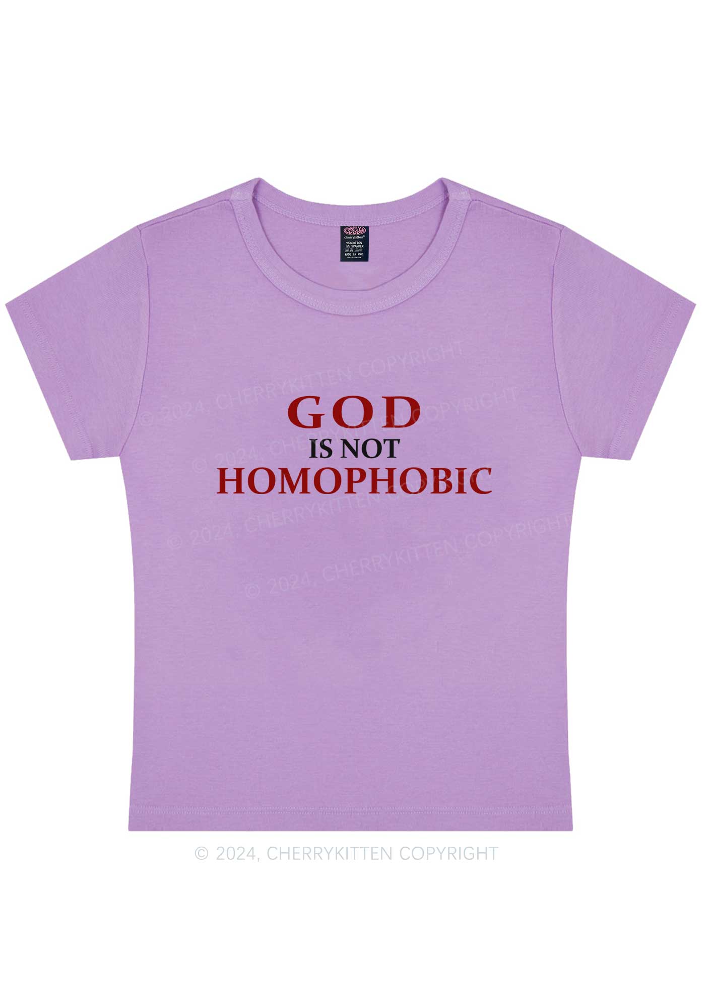 God Is Not Homophobic Y2K Baby Tee Cherrykitten - Image 8