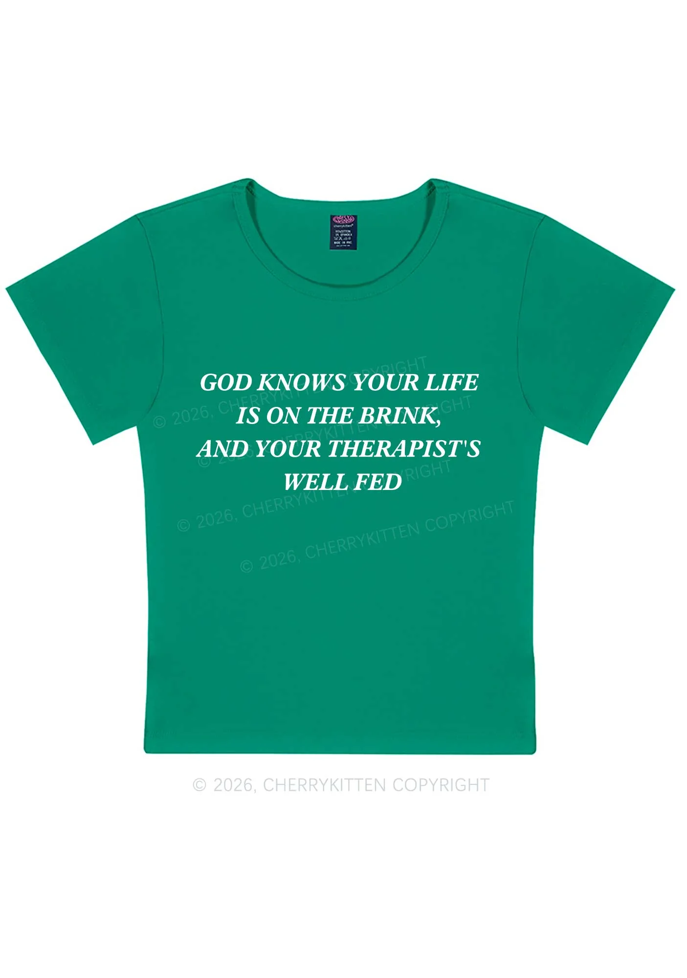 God Knows Your Life Is On The Brink Y2K Baby Tee Cherrykitten - Image 10