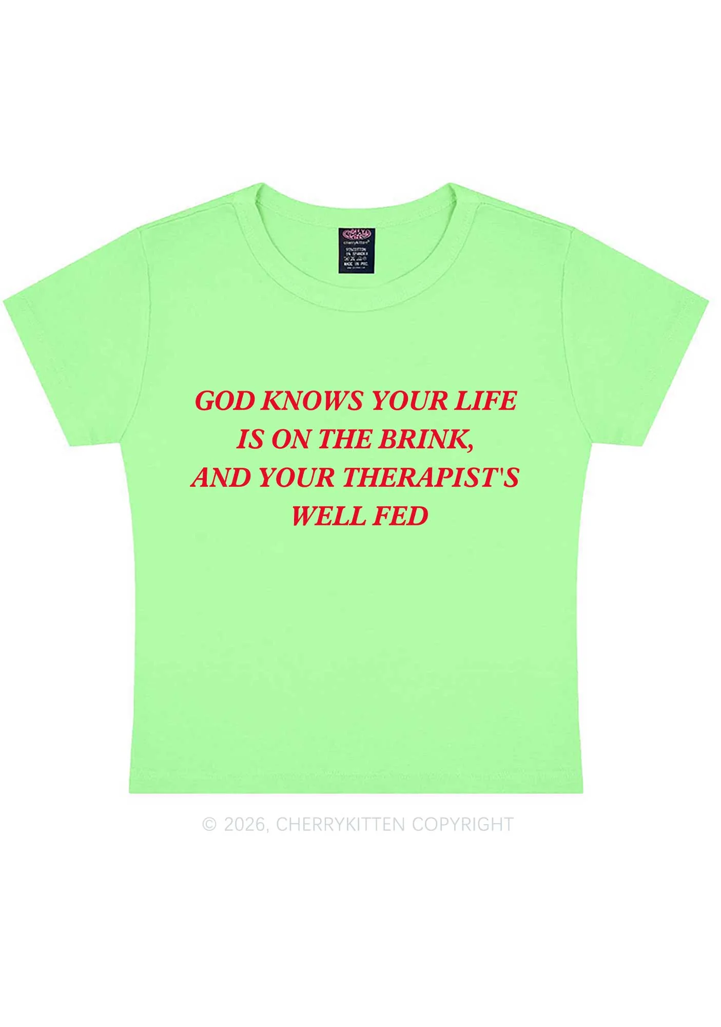 God Knows Your Life Is On The Brink Y2K Baby Tee Cherrykitten - Image 12