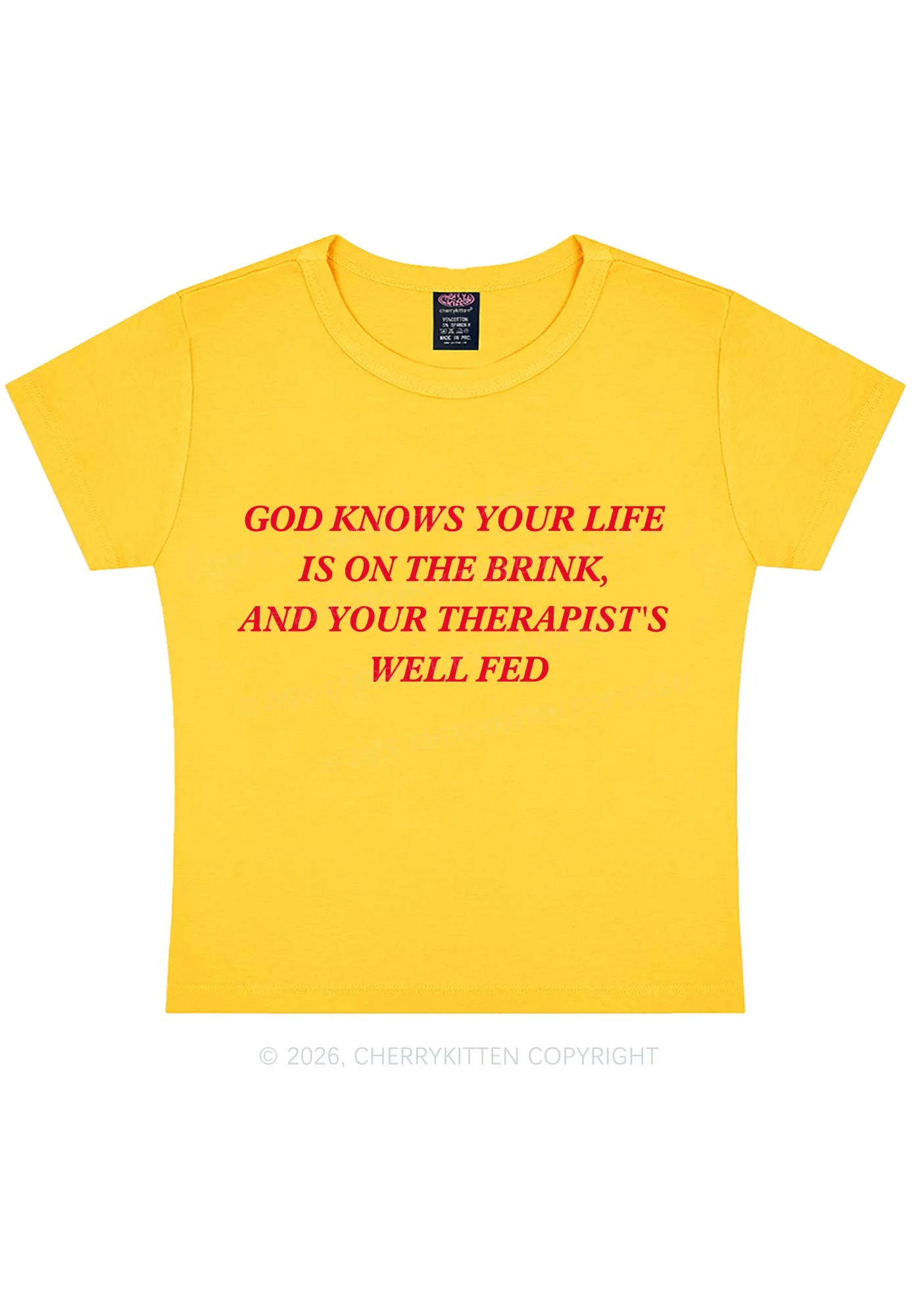 God Knows Your Life Is On The Brink Y2K Baby Tee Cherrykitten - Image 3