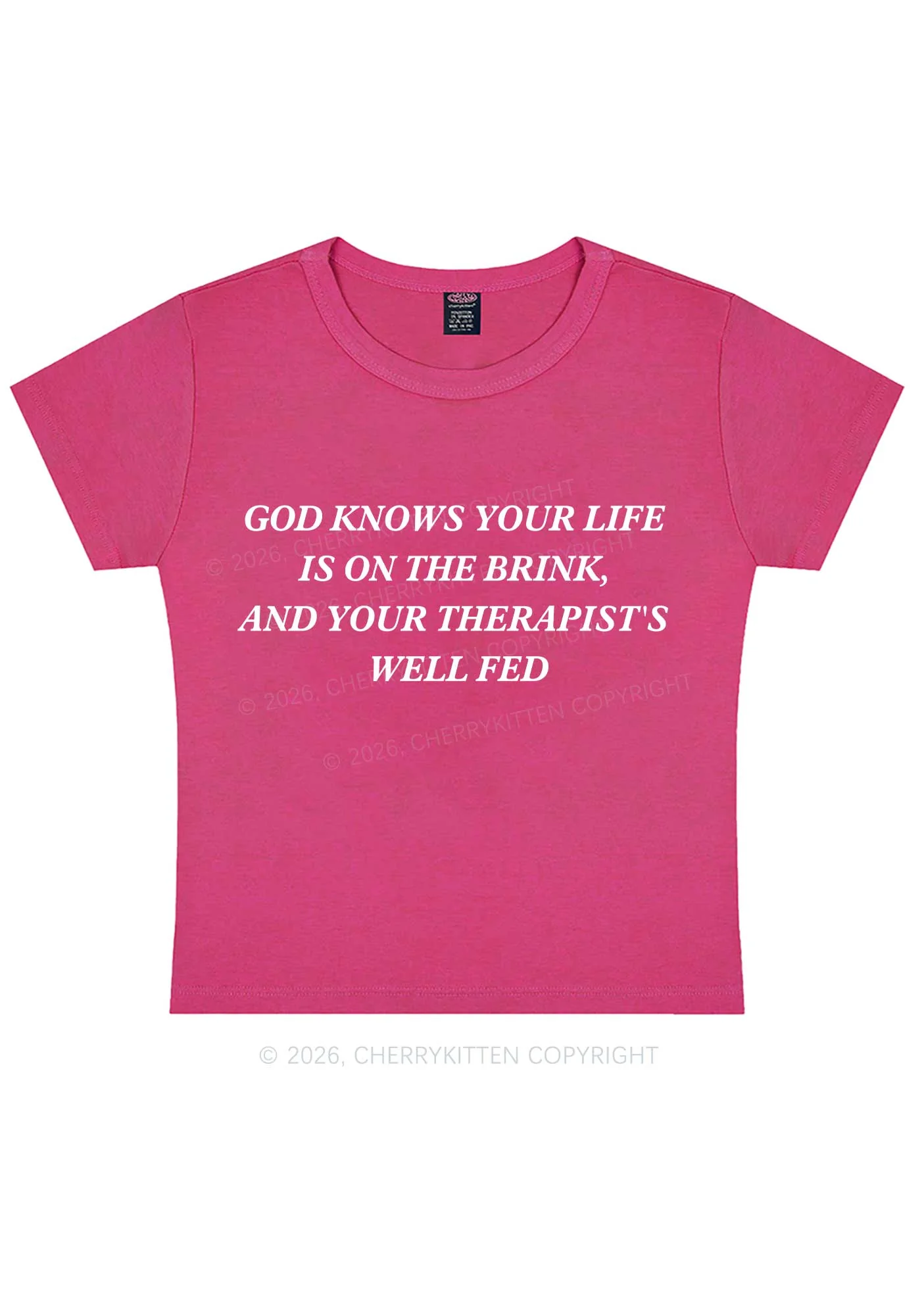 God Knows Your Life Is On The Brink Y2K Baby Tee Cherrykitten - Image 6