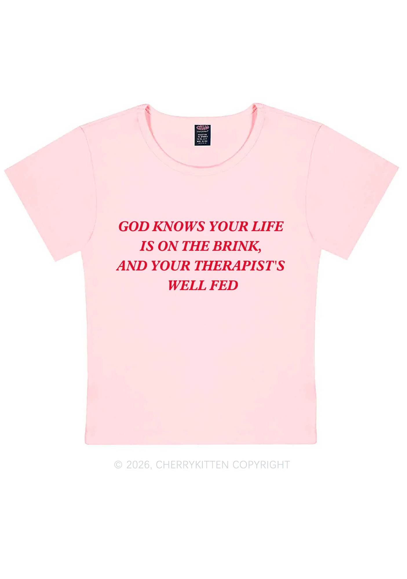 God Knows Your Life Is On The Brink Y2K Baby Tee Cherrykitten - Image 8