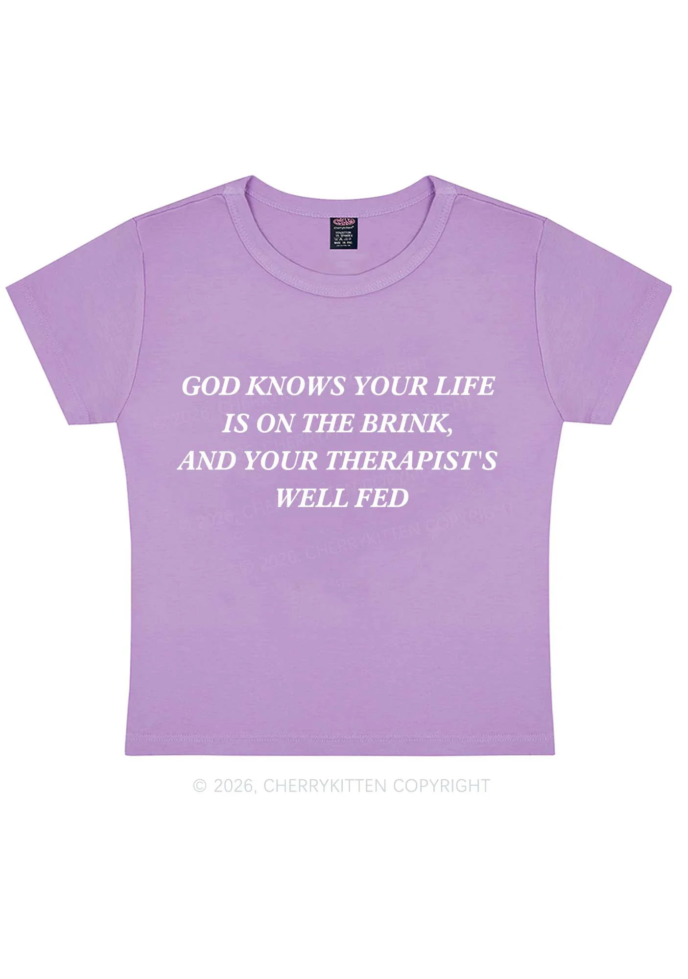 God Knows Your Life Is On The Brink Y2K Baby Tee Cherrykitten - Image 9