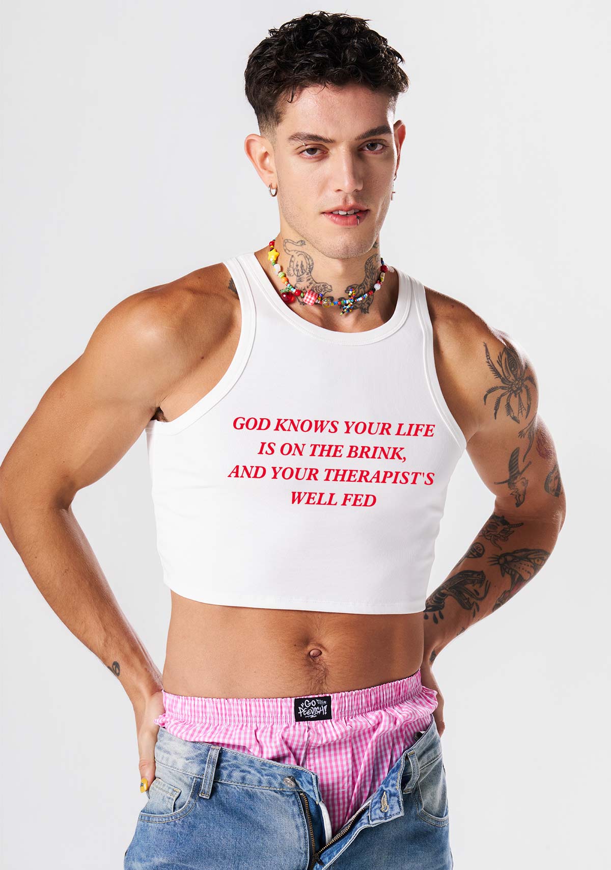 God Knows Your Life Is On The Brink Y2K Crop Tank Top Cherrykitten - Image 2