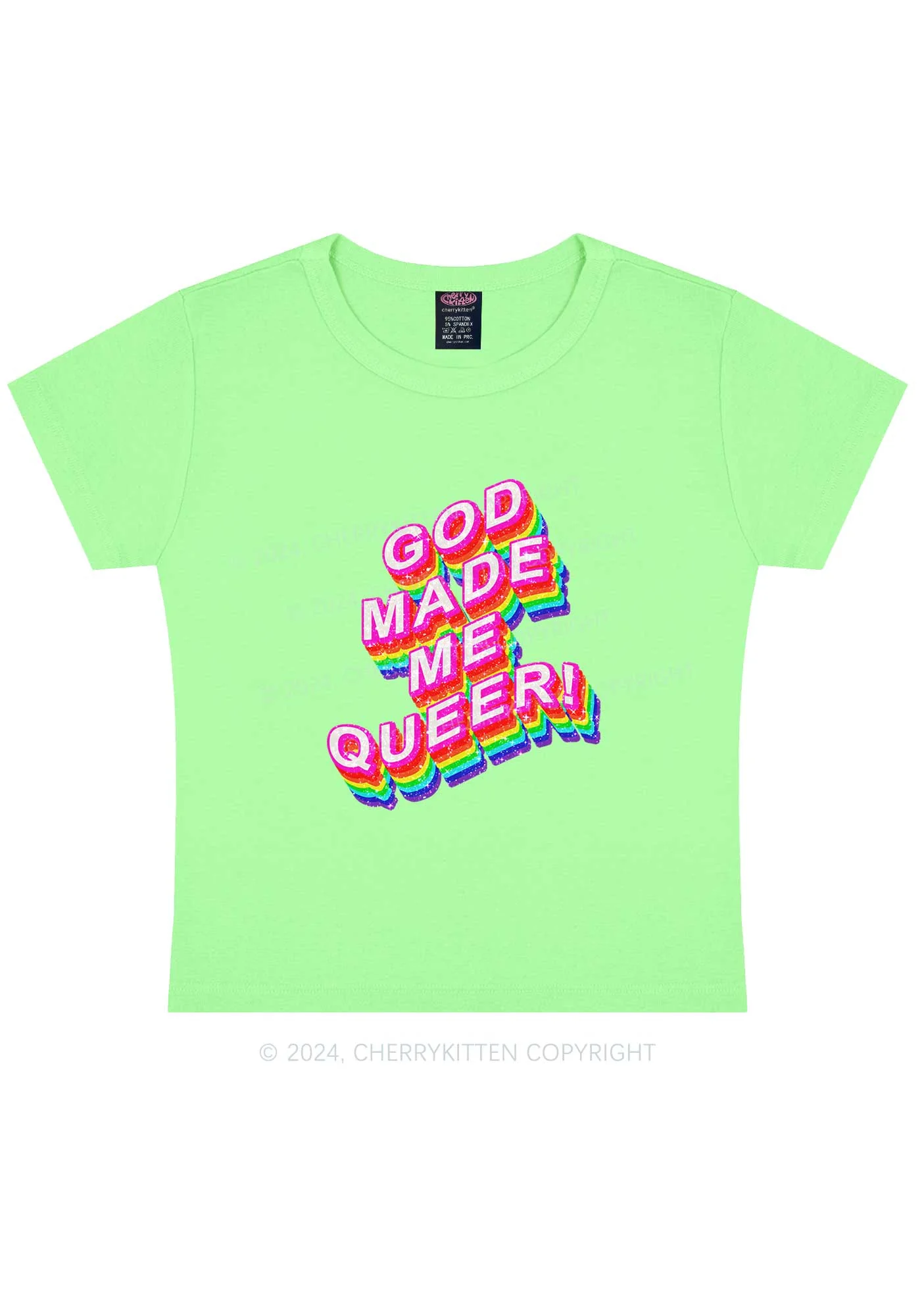 God Made Me Queer Y2K Baby Tee Cherrykitten - Image 10