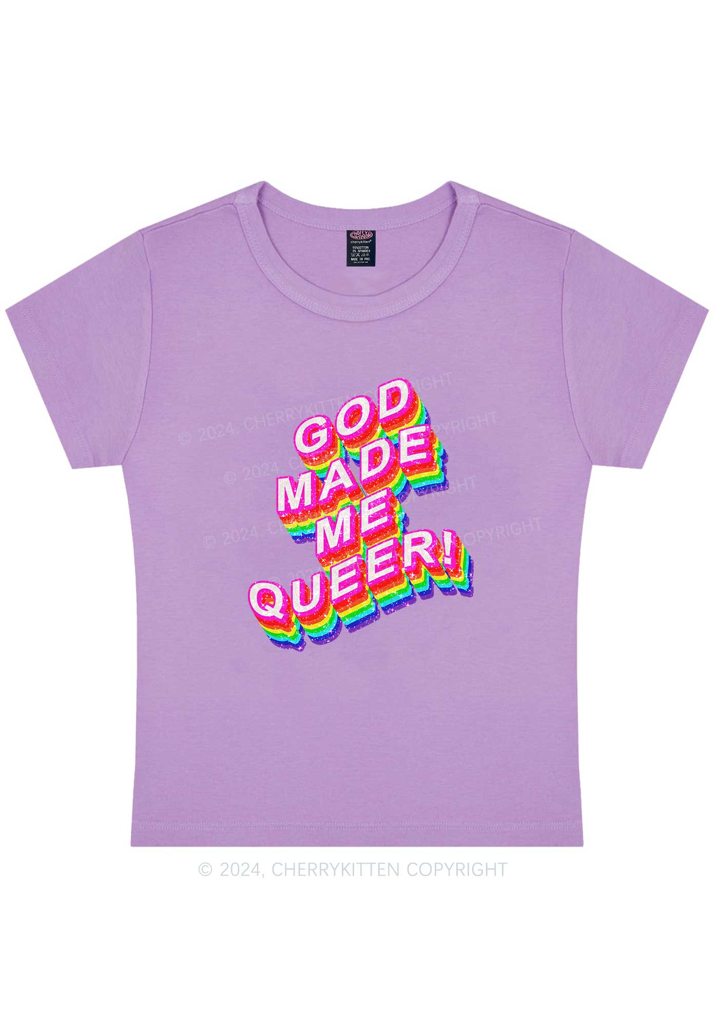 God Made Me Queer Y2K Baby Tee Cherrykitten - Image 6