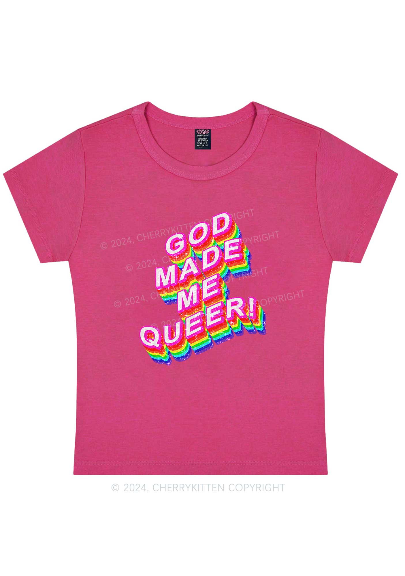 God Made Me Queer Y2K Baby Tee Cherrykitten - Image 7