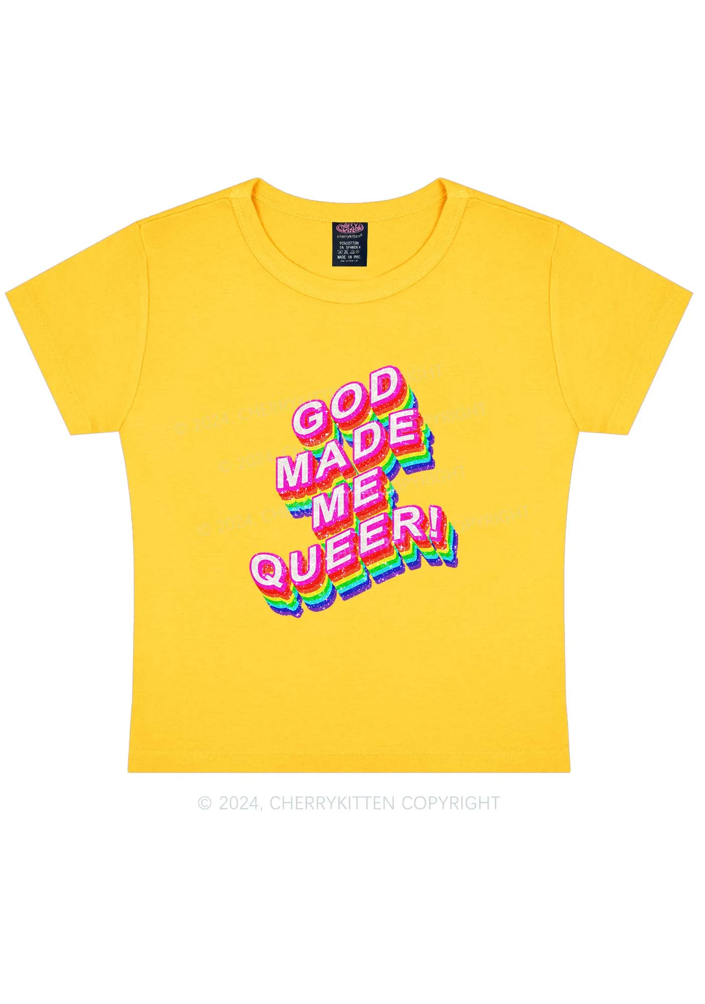 God Made Me Queer Y2K Baby Tee Cherrykitten - Image 8