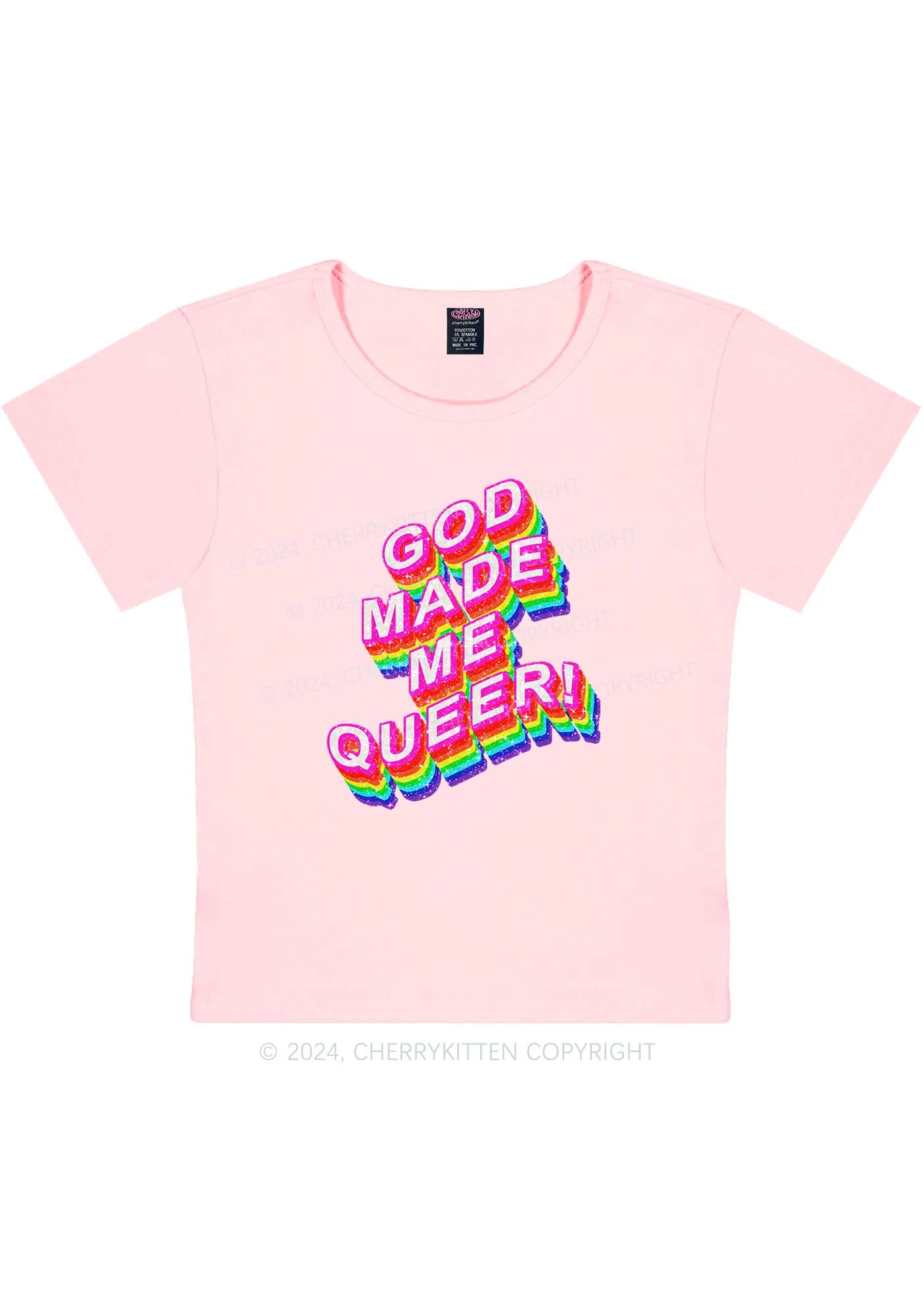 God Made Me Queer Y2K Baby Tee Cherrykitten - Image 9