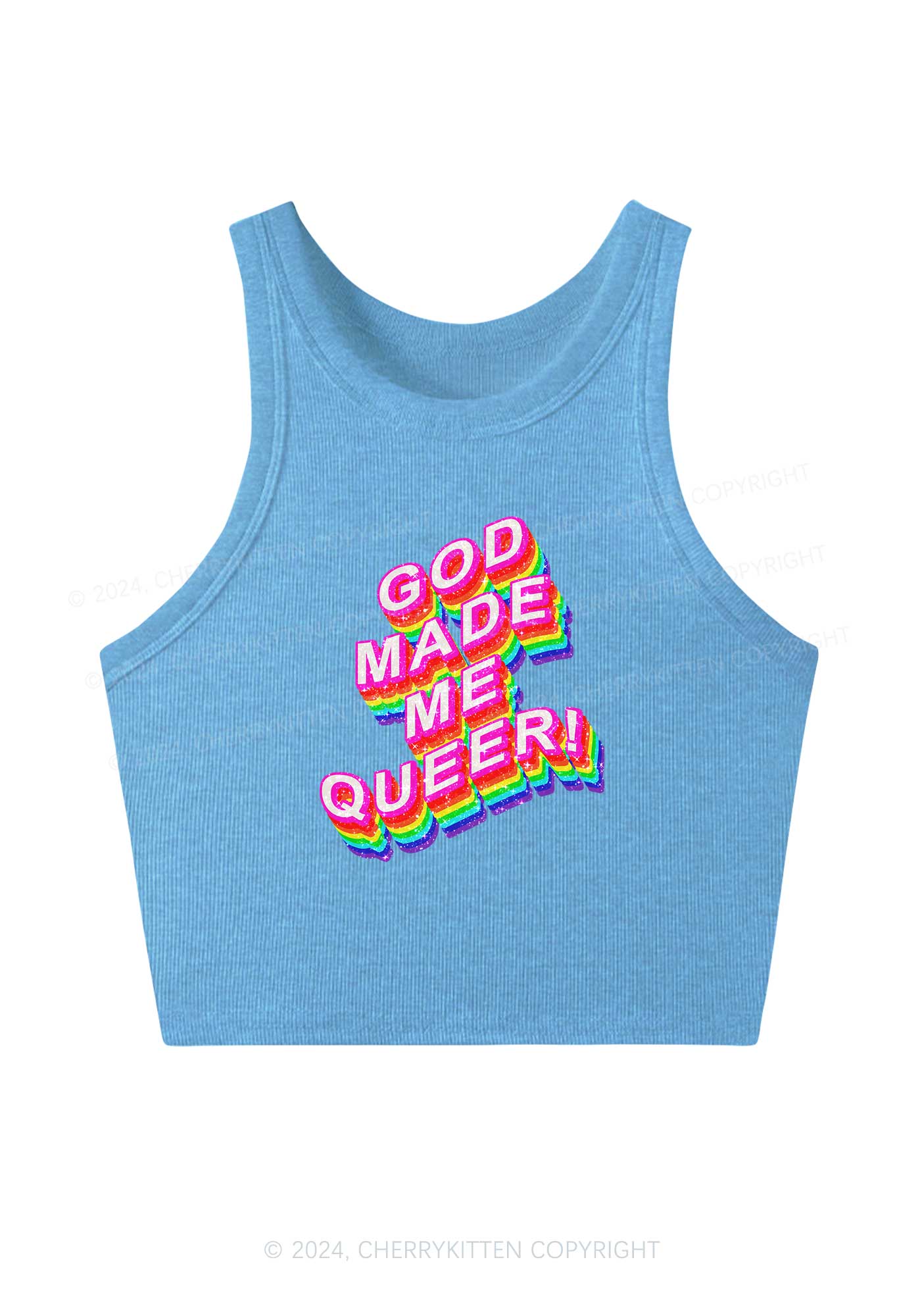 God Made Me Queer Y2K Crop Tank Top Cherrykitten - Image 4
