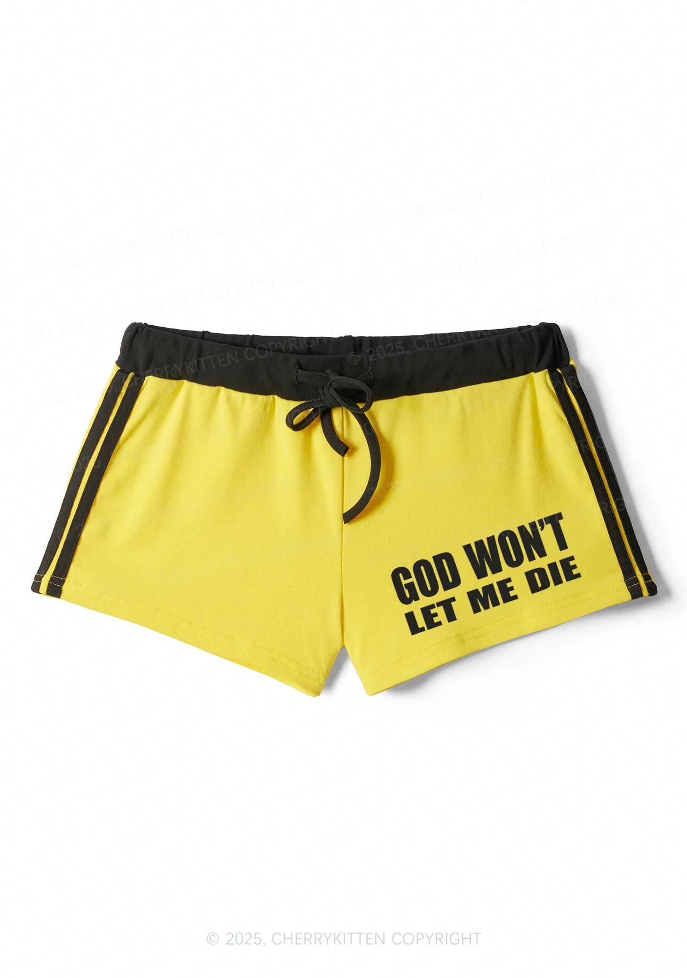 God Wont Let Me Die Y2K Drawstring Mini Shorts Cherrykitten - Image 5