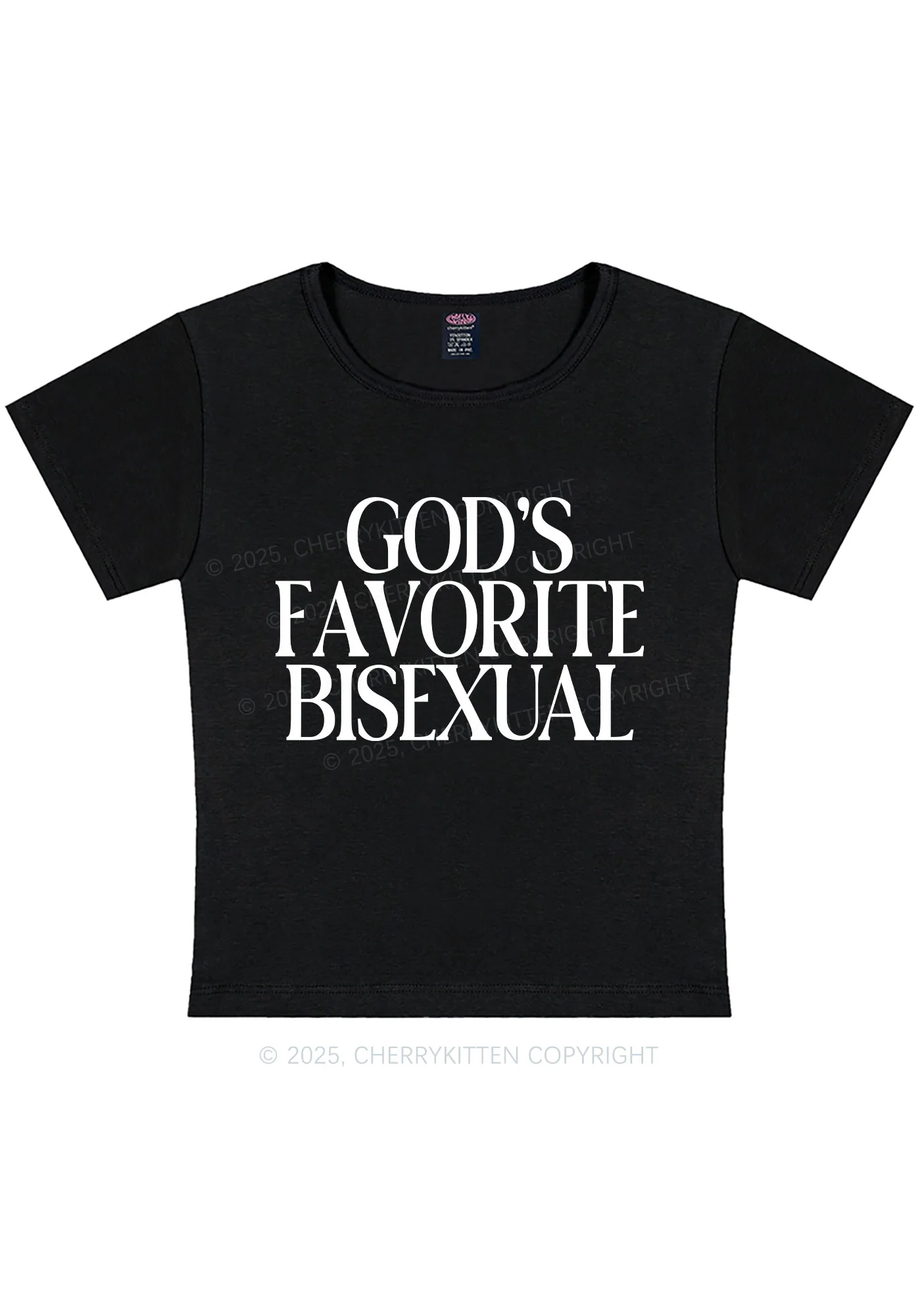 Gods Favorite Bisexual Pride Y2K Baby Tee Cherrykitten - Image 4