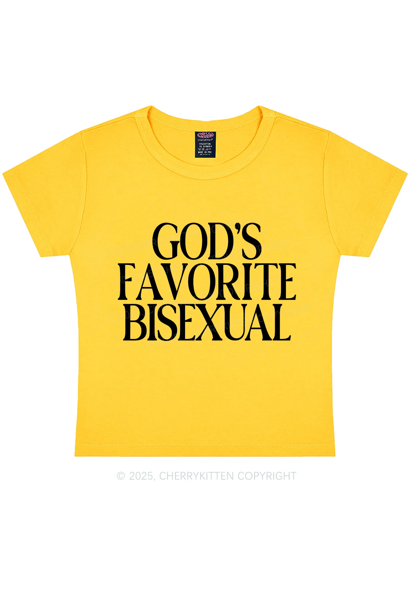 Gods Favorite Bisexual Pride Y2K Baby Tee Cherrykitten - Image 5