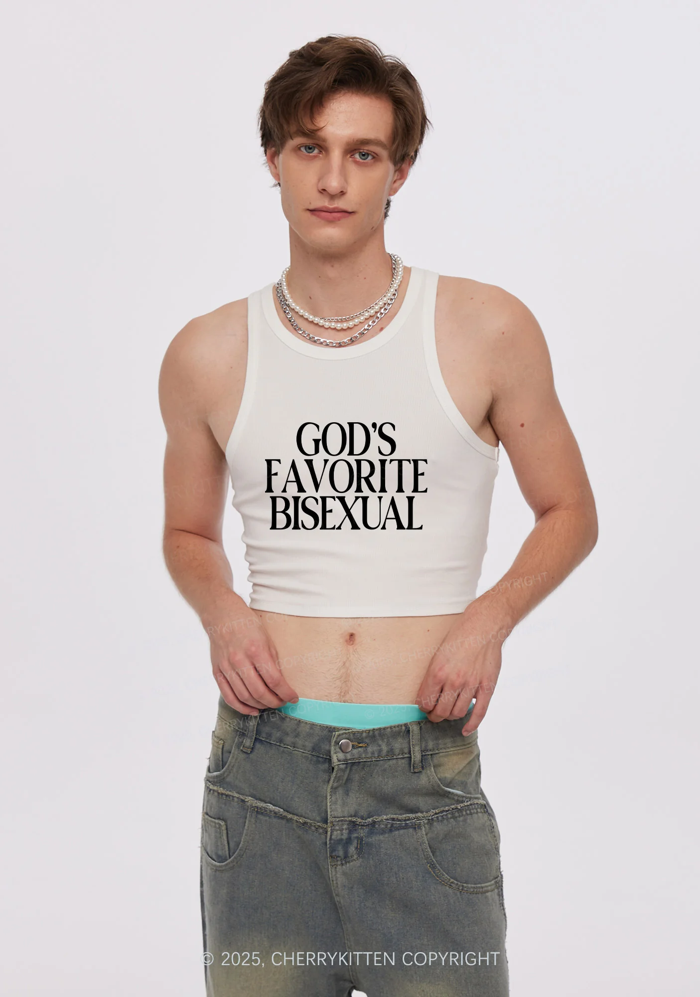 Gods Favorite Bisexual Pride Y2K Crop Tank Top Cherrykitten - Image 2