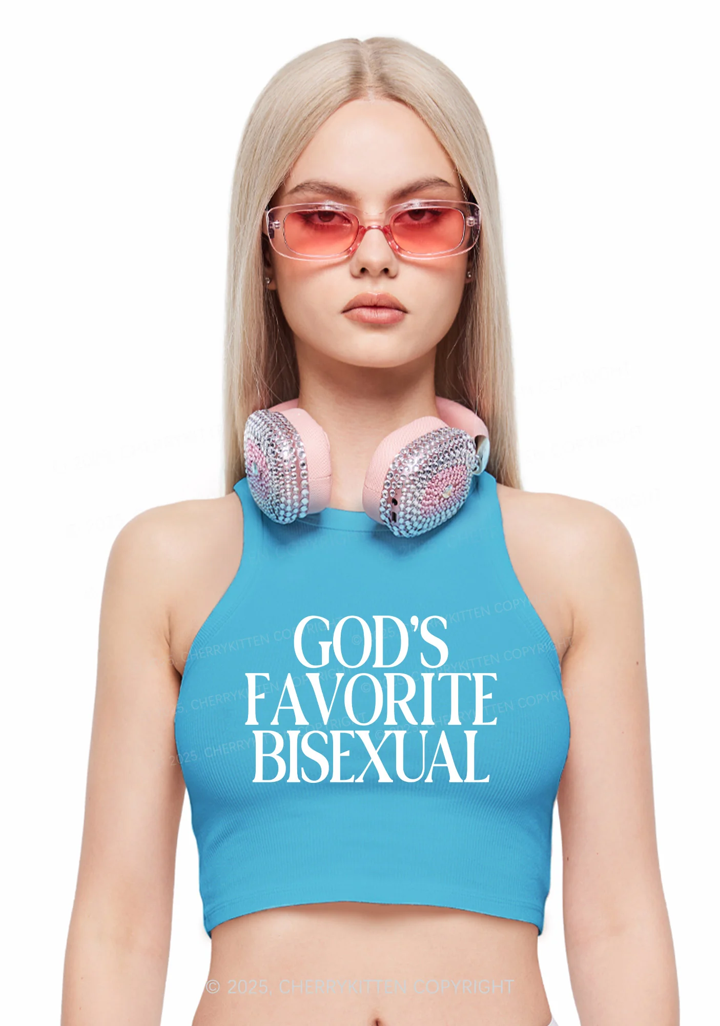 Gods Favorite Bisexual Pride Y2K Crop Tank Top Cherrykitten - Image 3