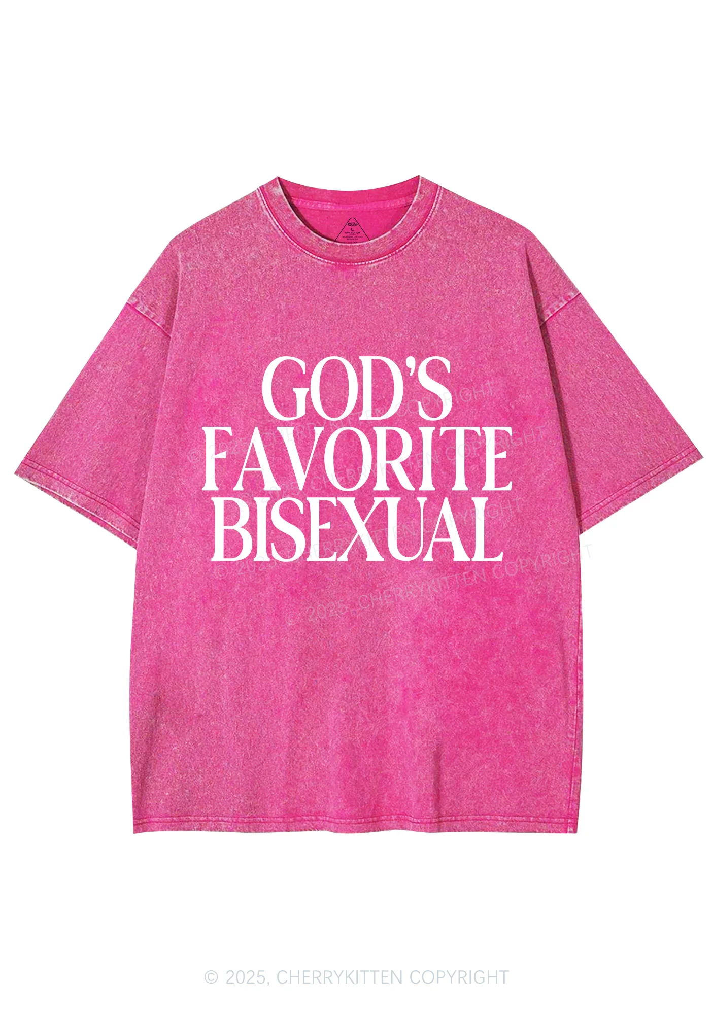 Gods Favorite Bisexual Pride Y2K Shirts Washed Tee Cherrykitten - Image 4