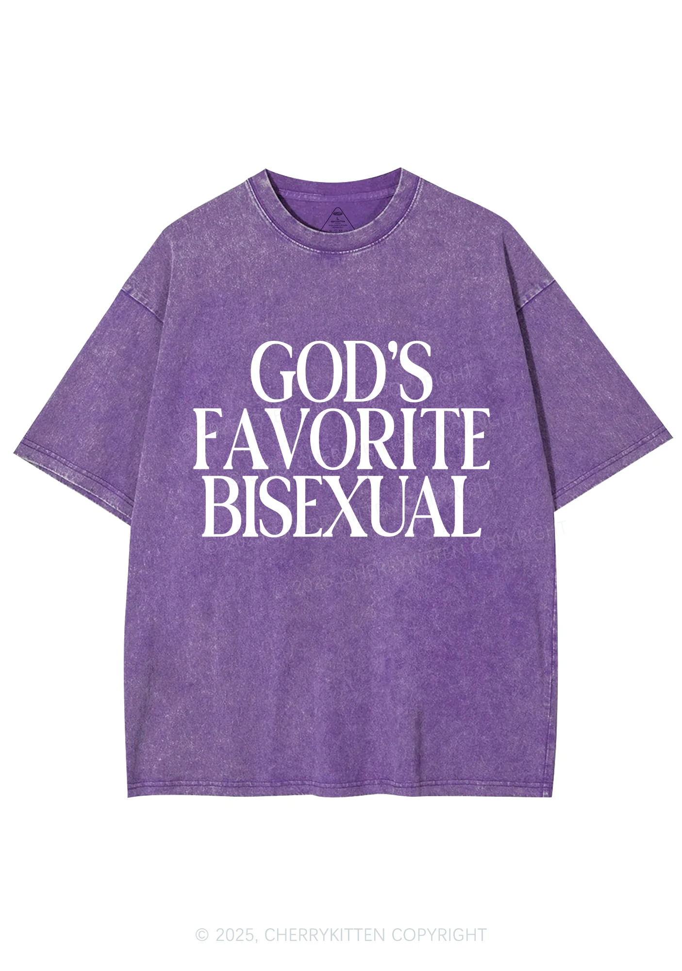 Gods Favorite Bisexual Pride Y2K Shirts Washed Tee Cherrykitten - Image 5