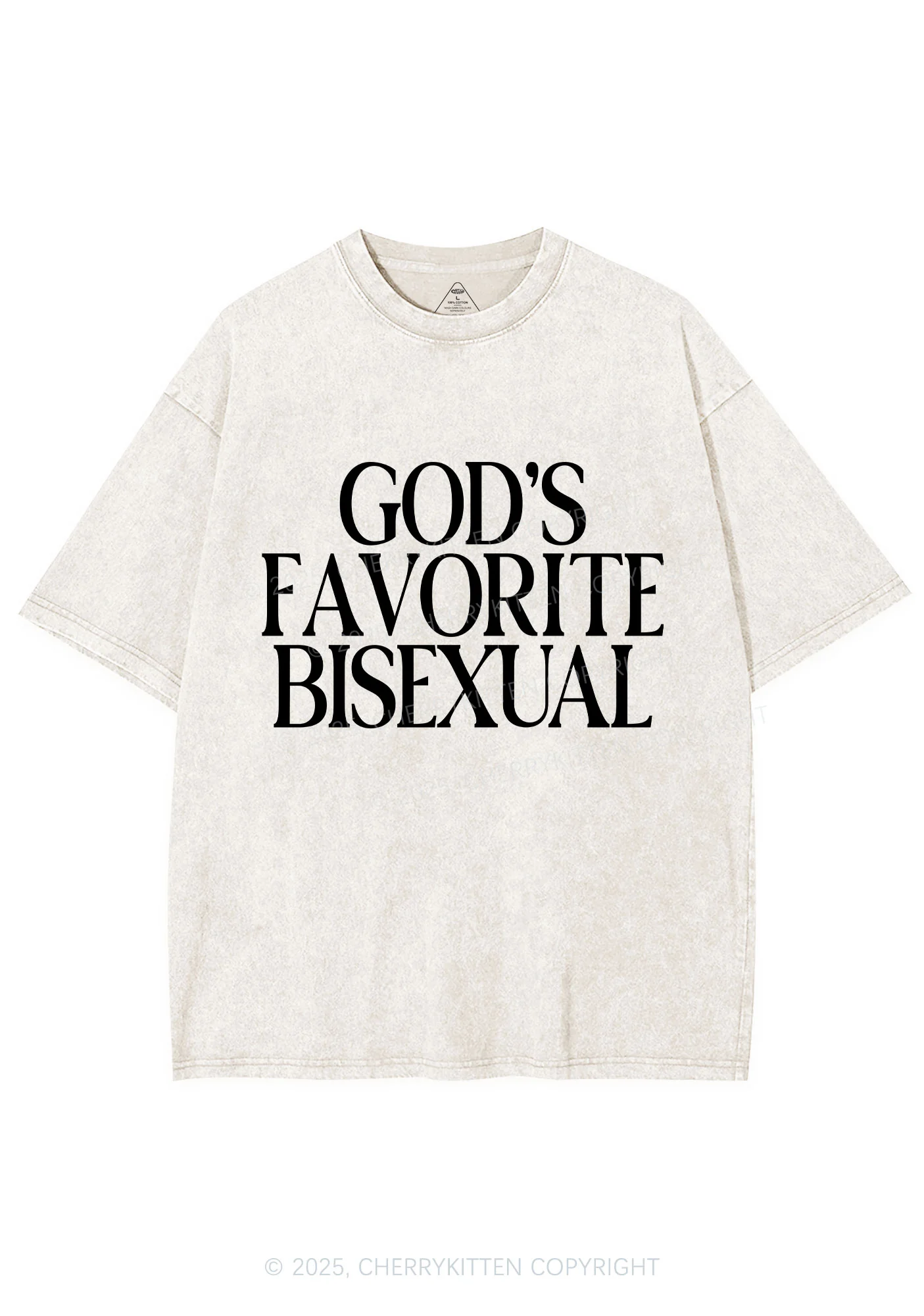 Gods Favorite Bisexual Pride Y2K Shirts Washed Tee Cherrykitten - Image 6