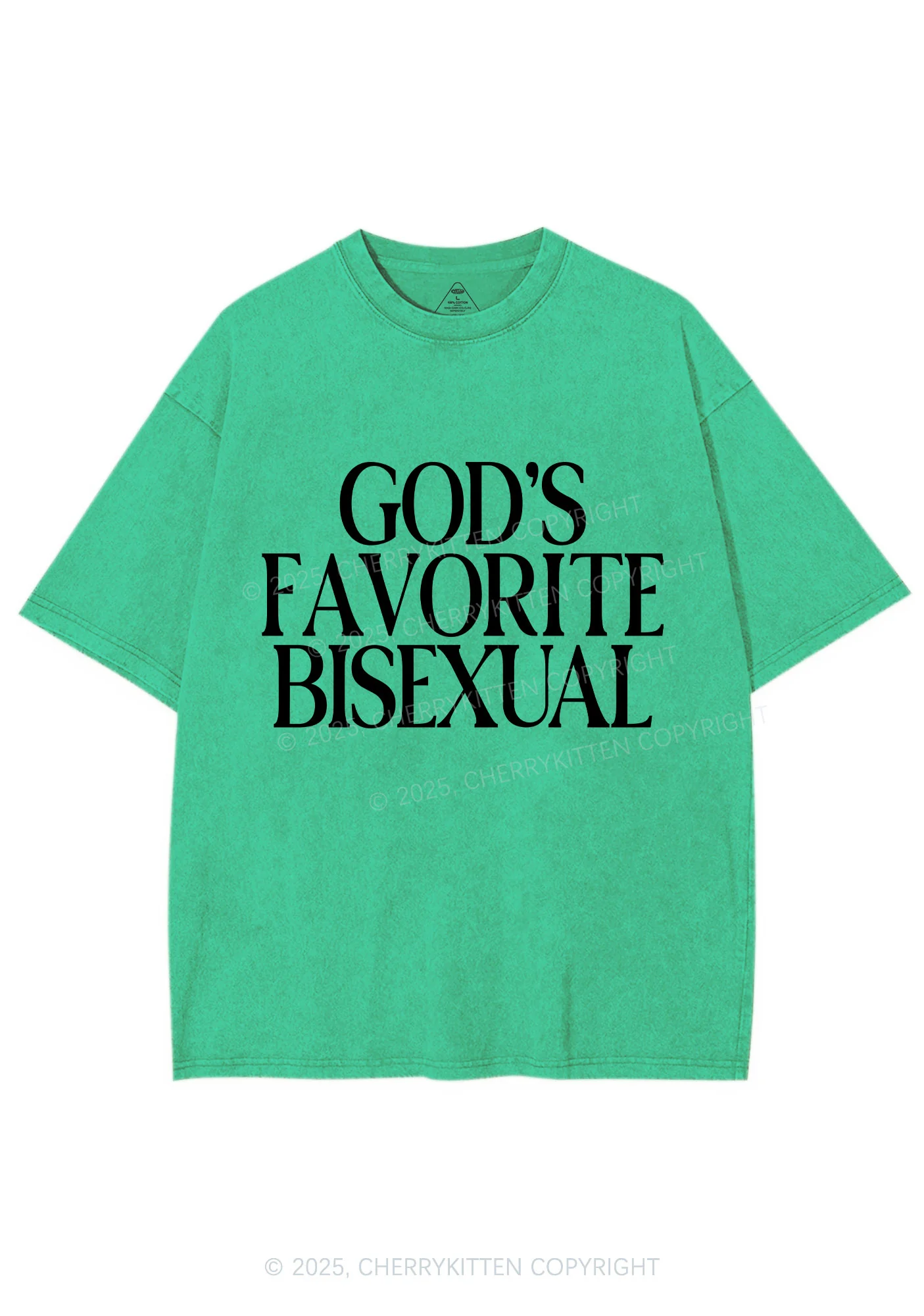 Gods Favorite Bisexual Pride Y2K Shirts Washed Tee Cherrykitten - Image 7
