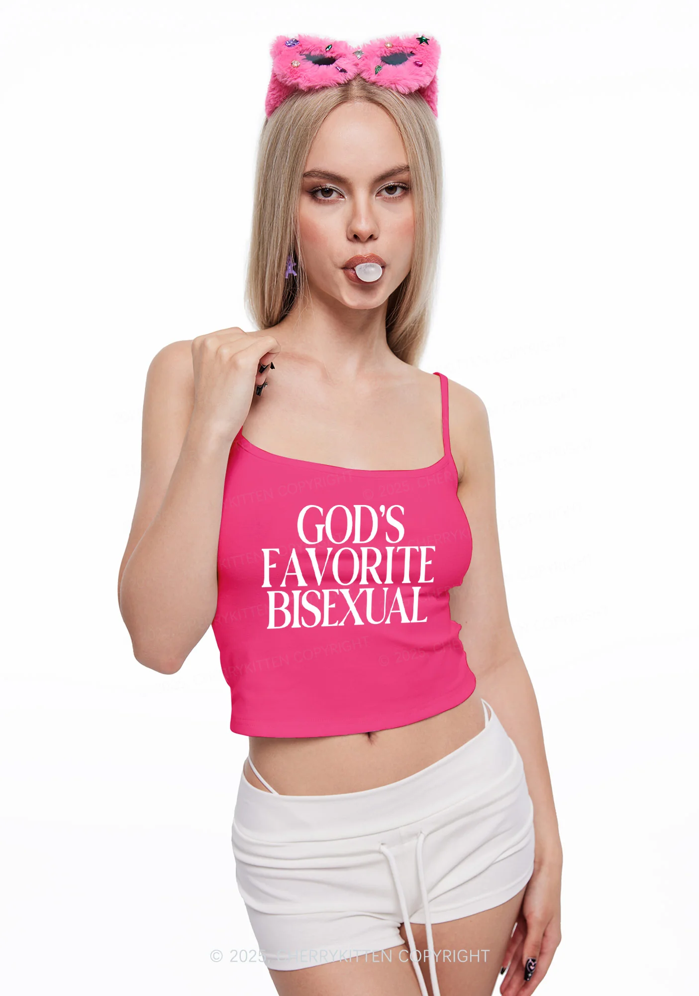 Gods Favorite Bisexual Pride Y2K Spaghetti Strap Cami Cherrykitten - Image 2