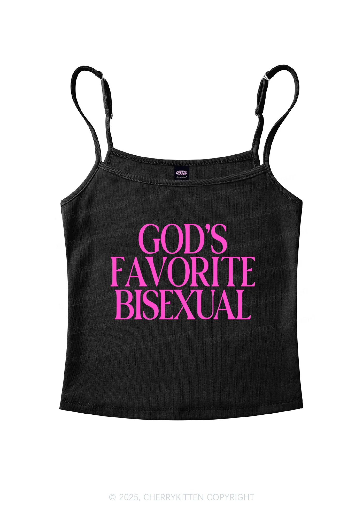 Gods Favorite Bisexual Pride Y2K Spaghetti Strap Cami Cherrykitten - Image 3