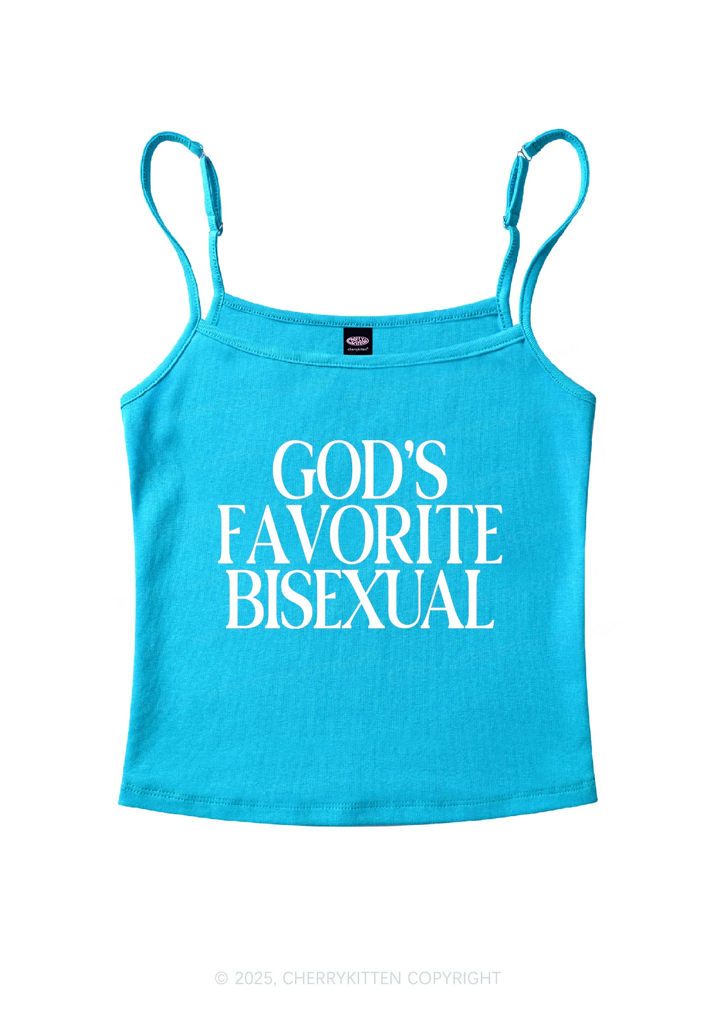 Gods Favorite Bisexual Pride Y2K Spaghetti Strap Cami Cherrykitten - Image 6