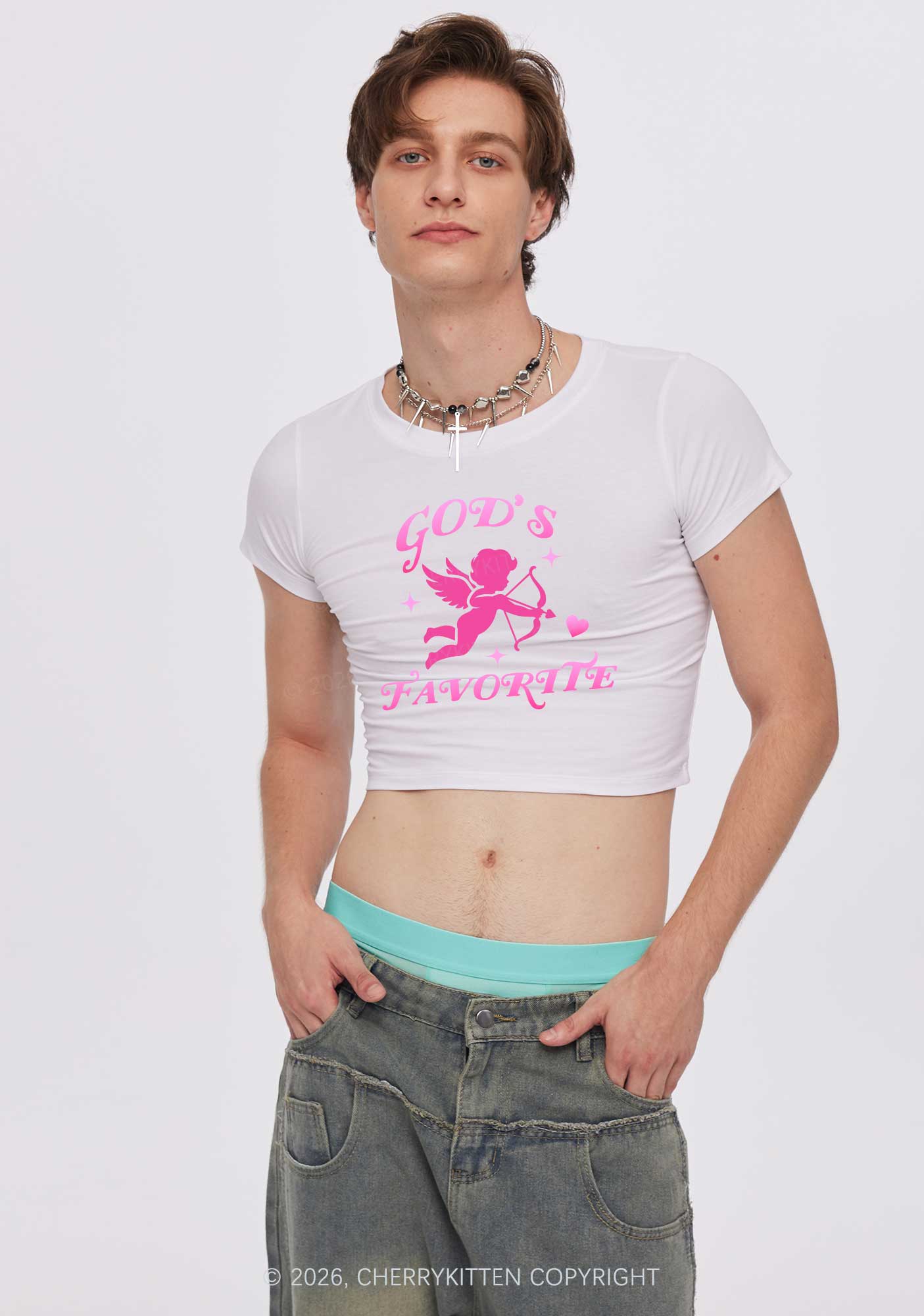 Gods Favorite Cupid Valentine's Day Y2K Baby Tee Cherrykitten - Image 2