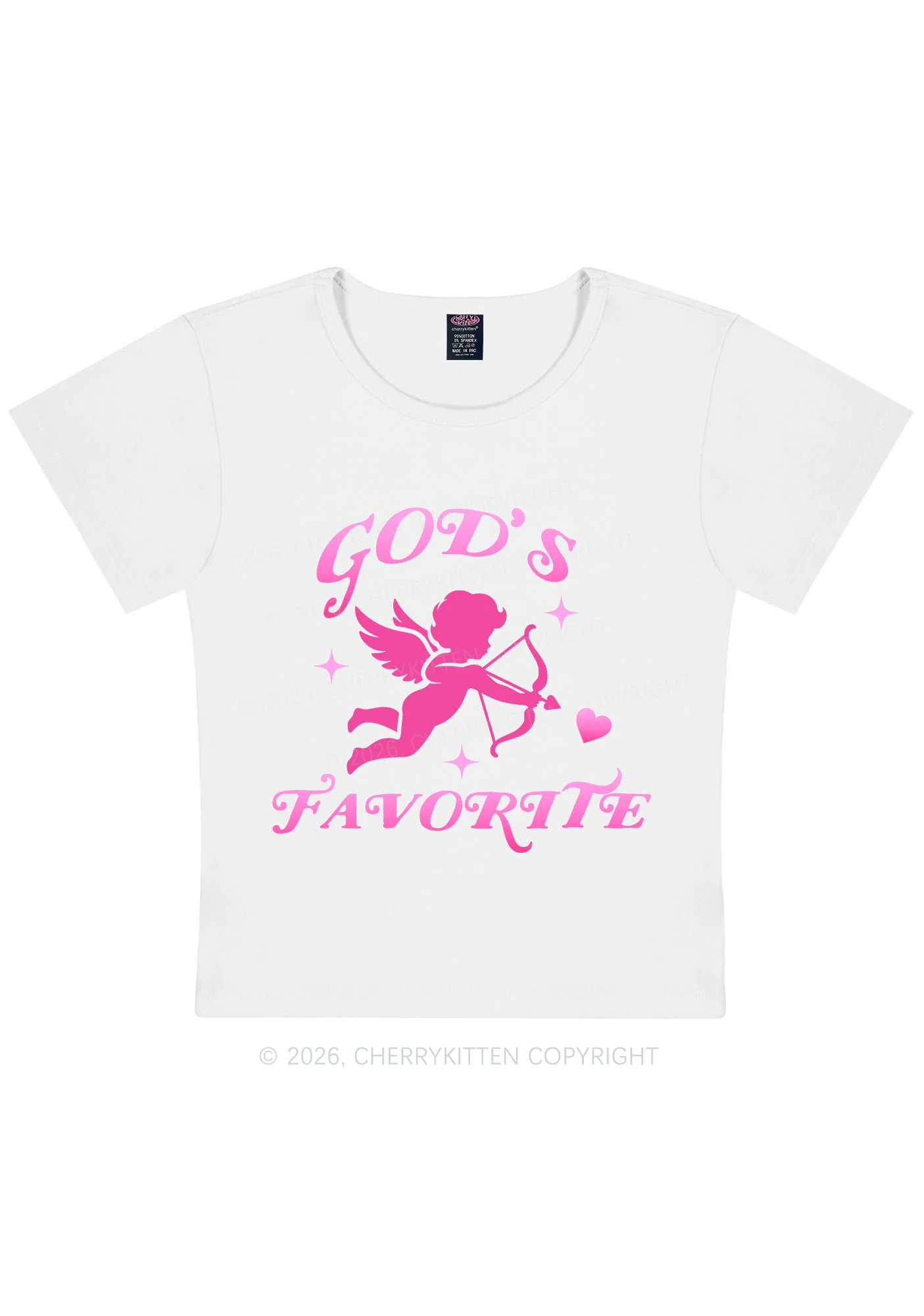 Gods Favorite Cupid Valentine's Day Y2K Baby Tee Cherrykitten - Image 3