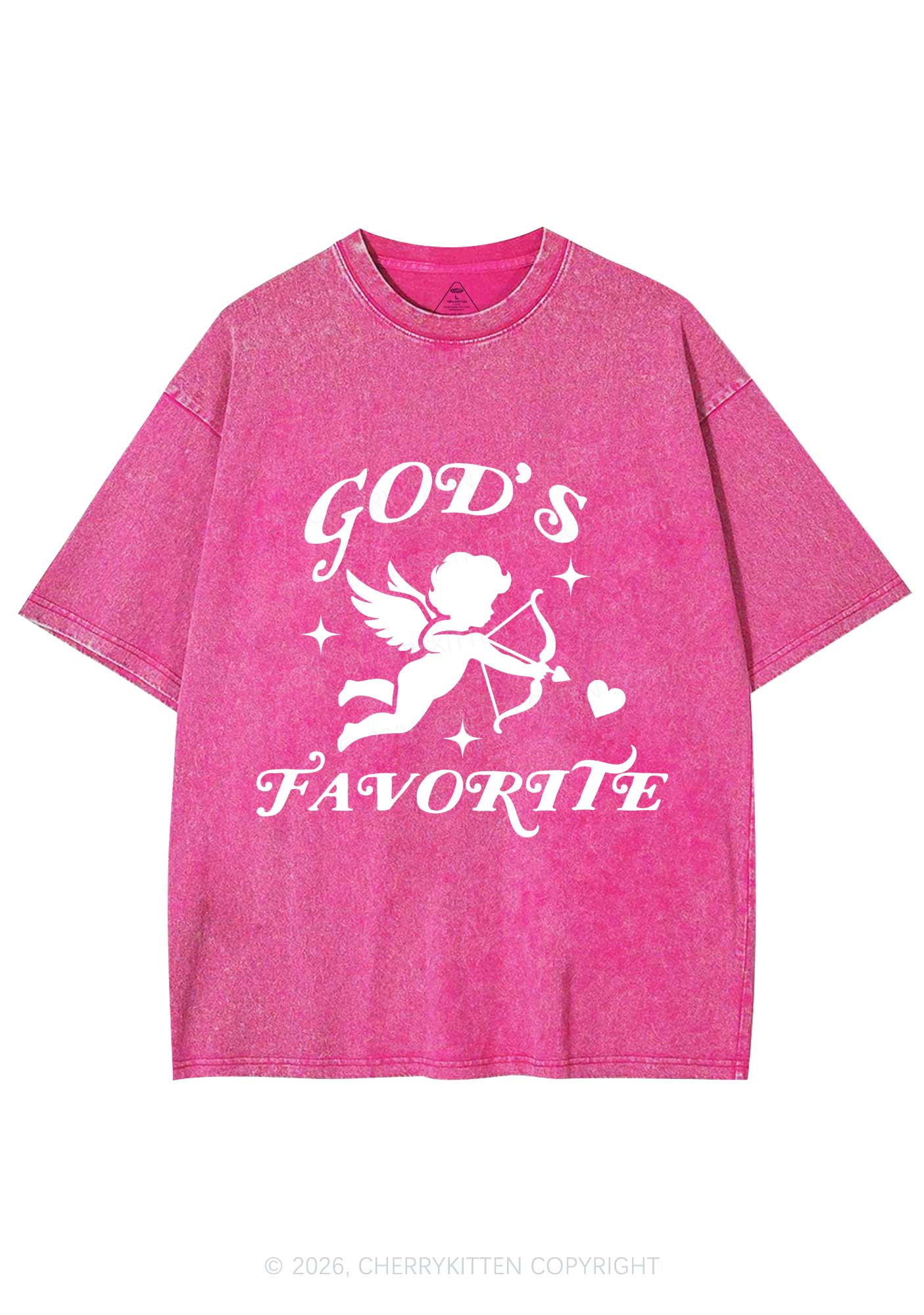 Gods Favorite Cupid Valentine's Day Y2K Shirts Washed Tee Cherrykitten - Image 3