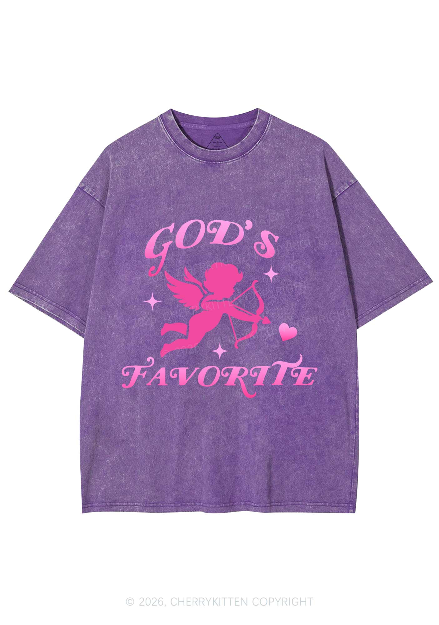 Gods Favorite Cupid Valentine's Day Y2K Shirts Washed Tee Cherrykitten - Image 5