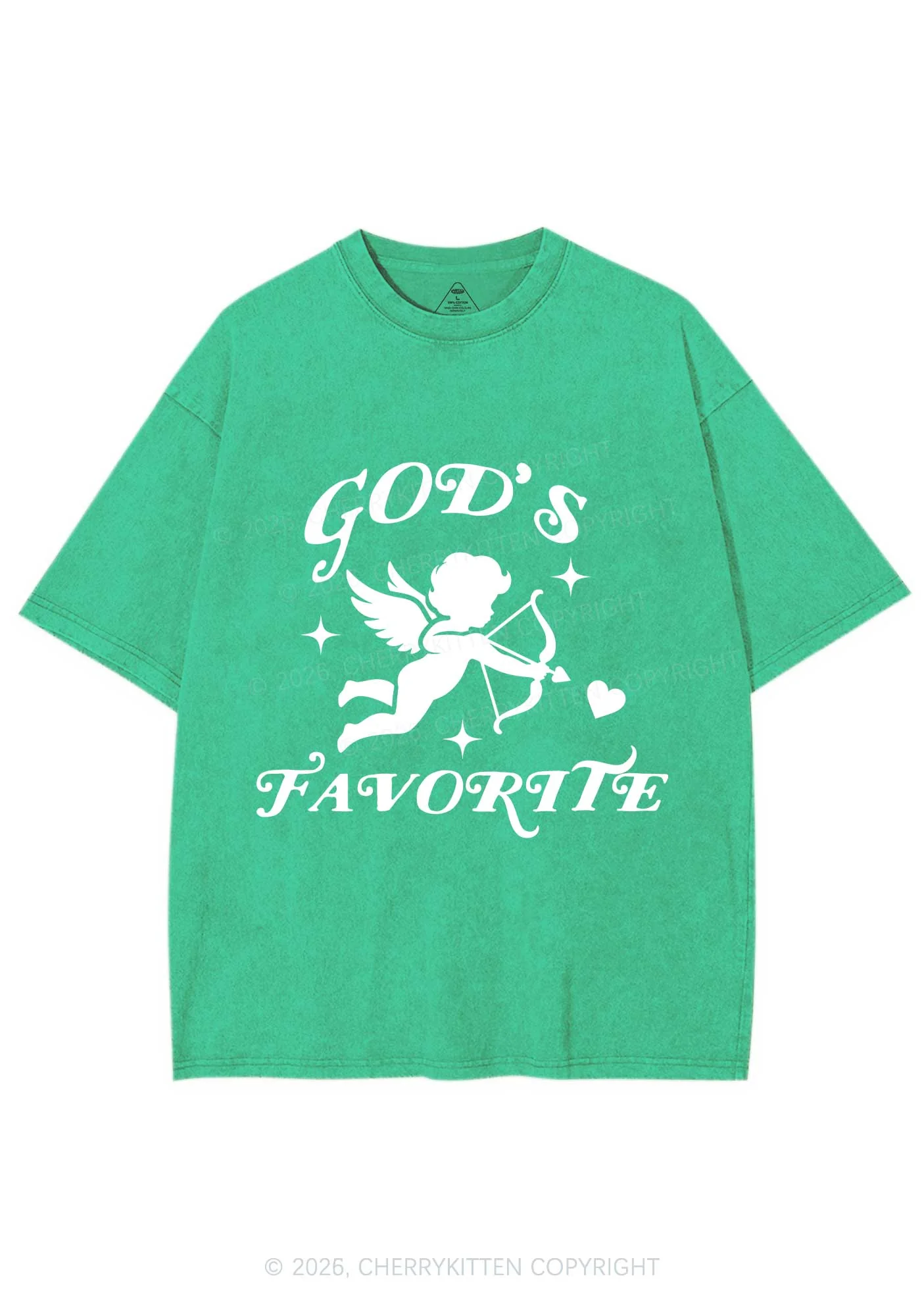 Gods Favorite Cupid Valentine's Day Y2K Shirts Washed Tee Cherrykitten - Image 6