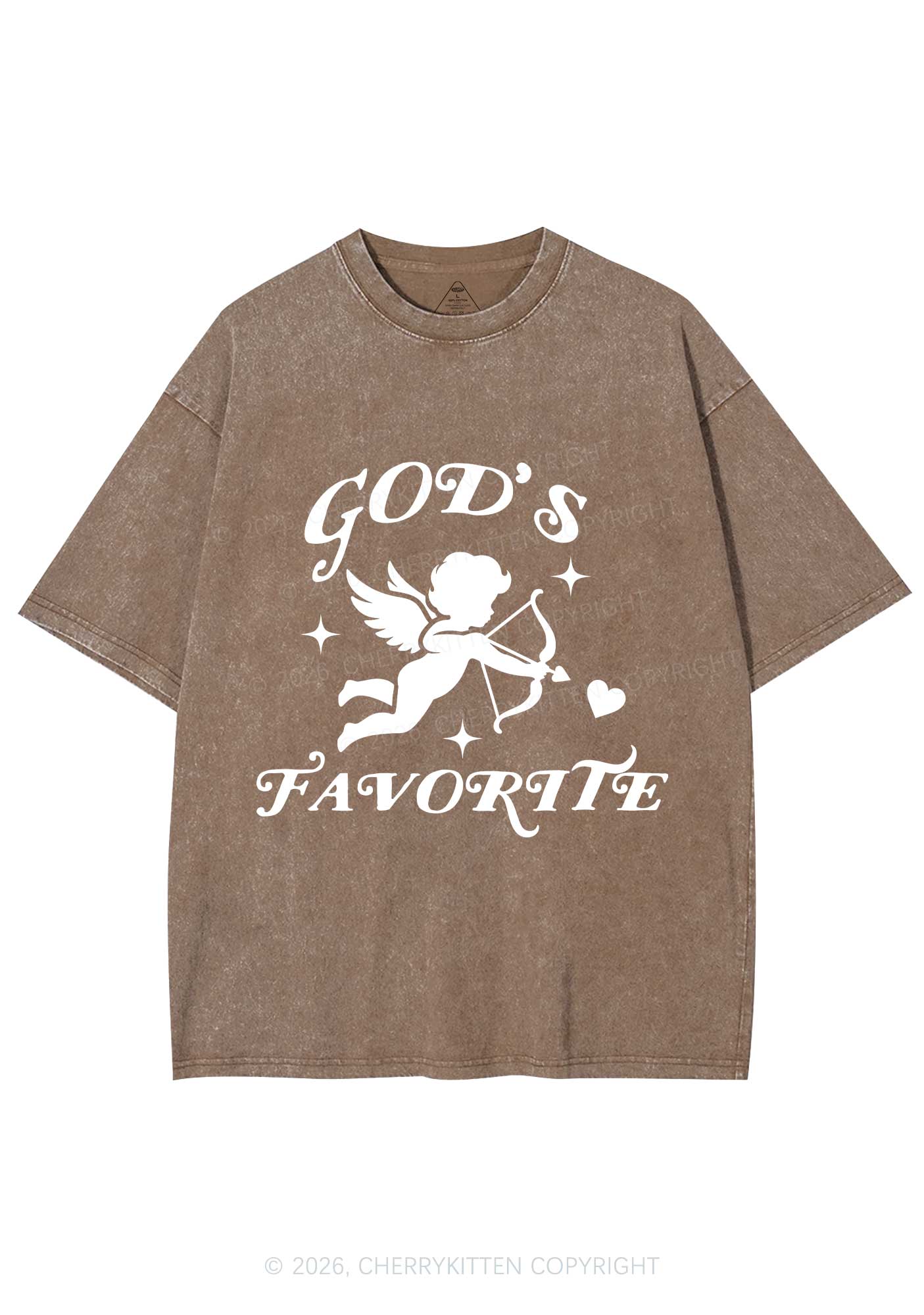 Gods Favorite Cupid Valentine's Day Y2K Shirts Washed Tee Cherrykitten - Image 7
