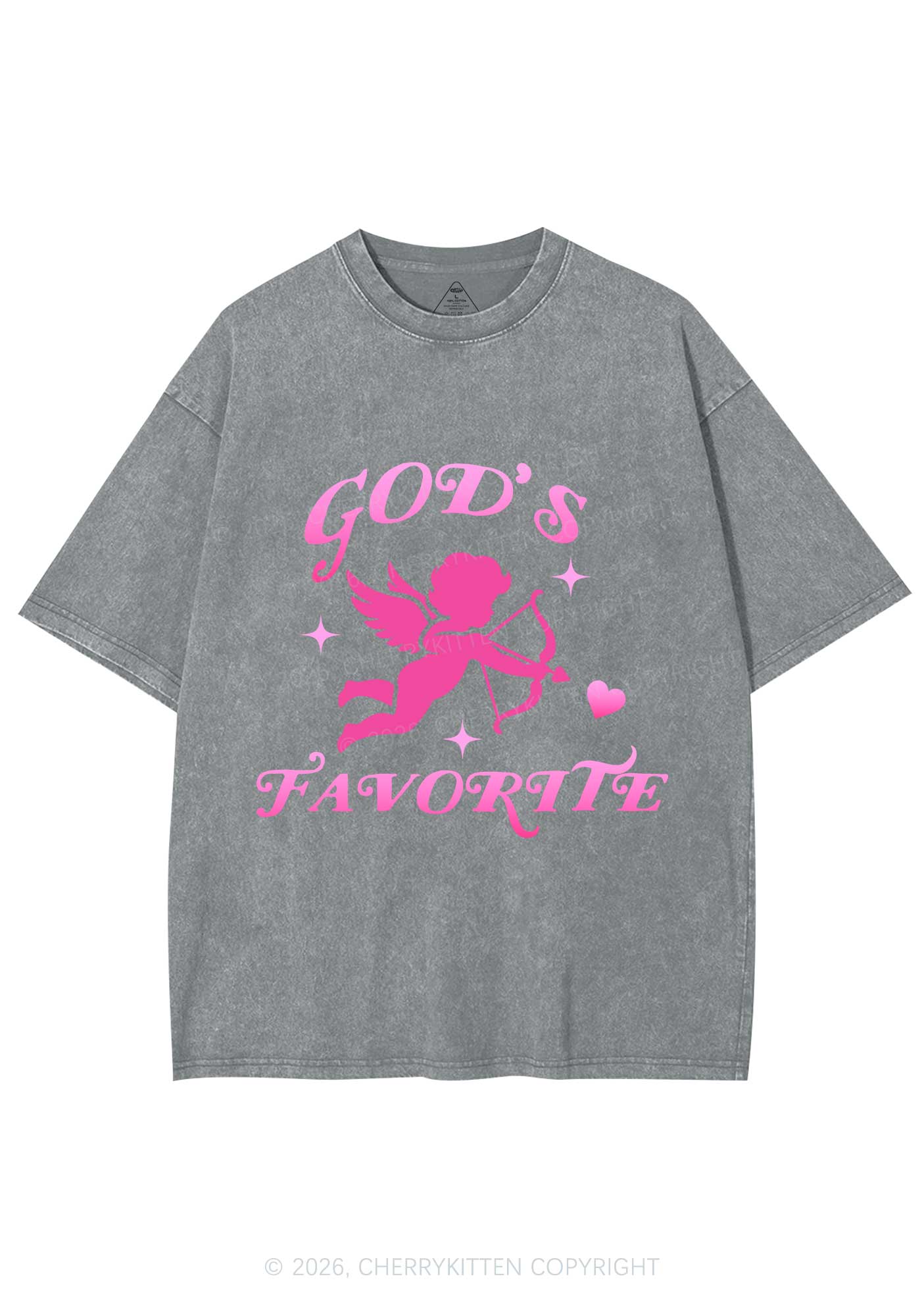 Gods Favorite Cupid Valentine's Day Y2K Shirts Washed Tee Cherrykitten - Image 8