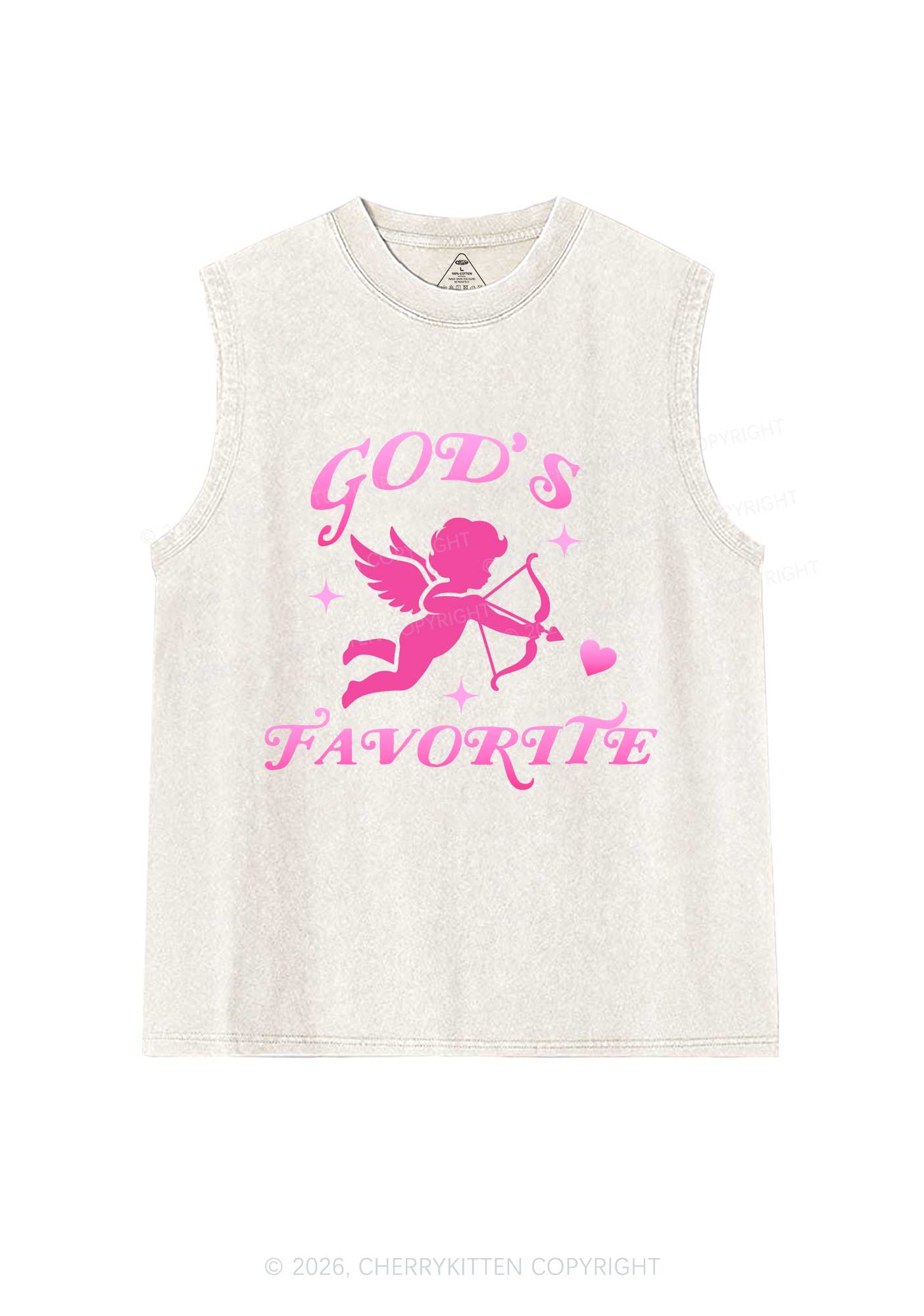 Gods Favorite Cupid Valentine's Day Y2K Washed Muscle Tank Cherrykitten - Image 4
