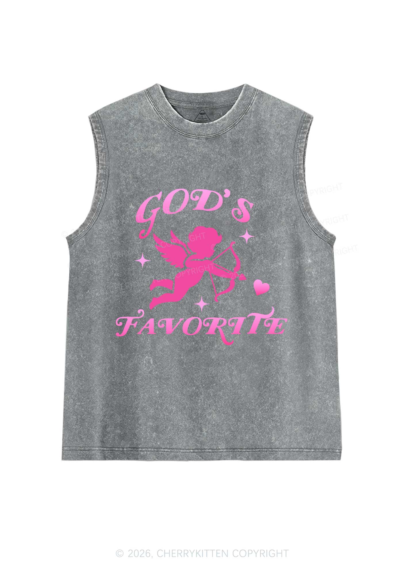 Gods Favorite Cupid Valentine's Day Y2K Washed Muscle Tank Cherrykitten - Image 5