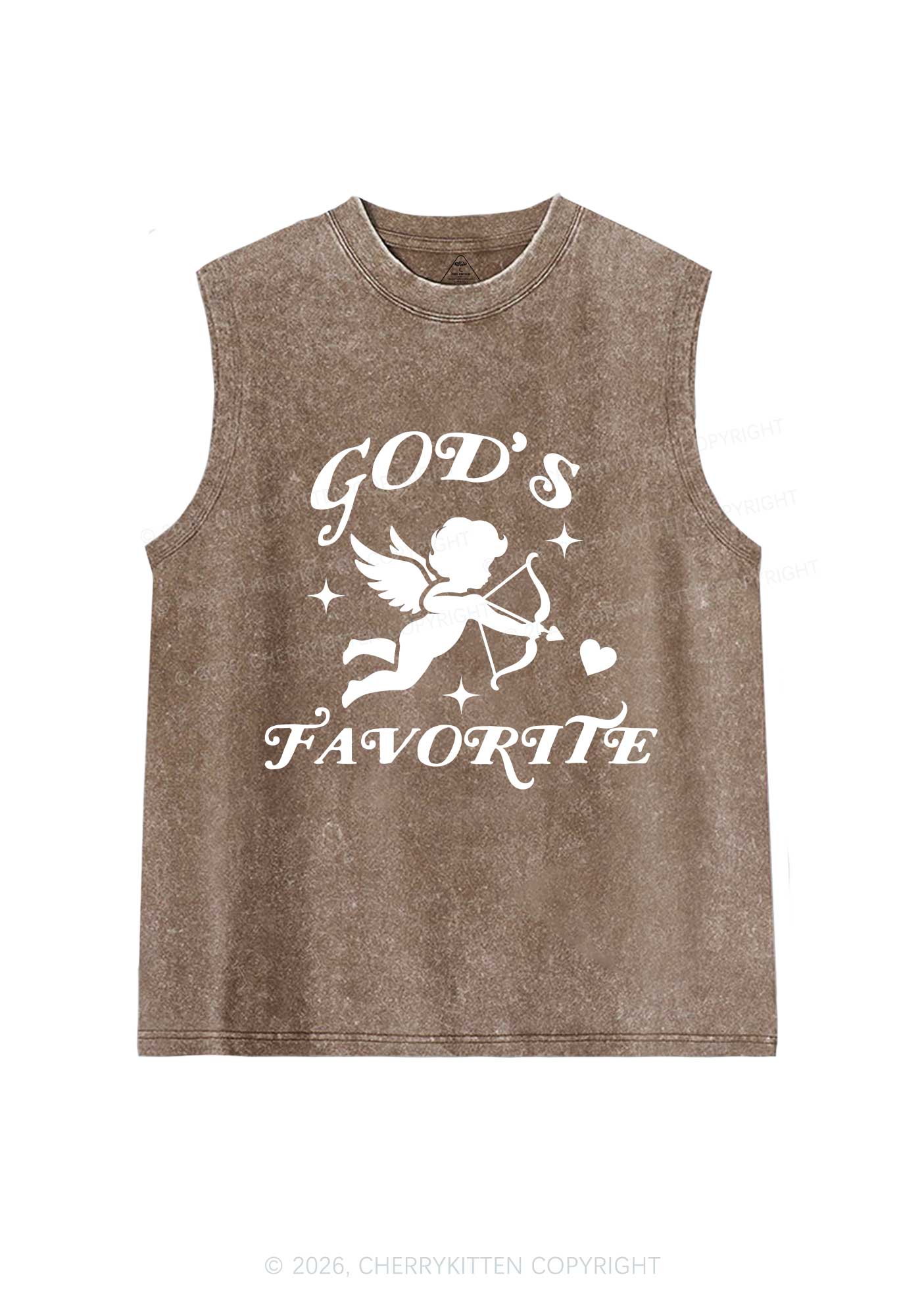 Gods Favorite Cupid Valentine's Day Y2K Washed Muscle Tank Cherrykitten - Image 6