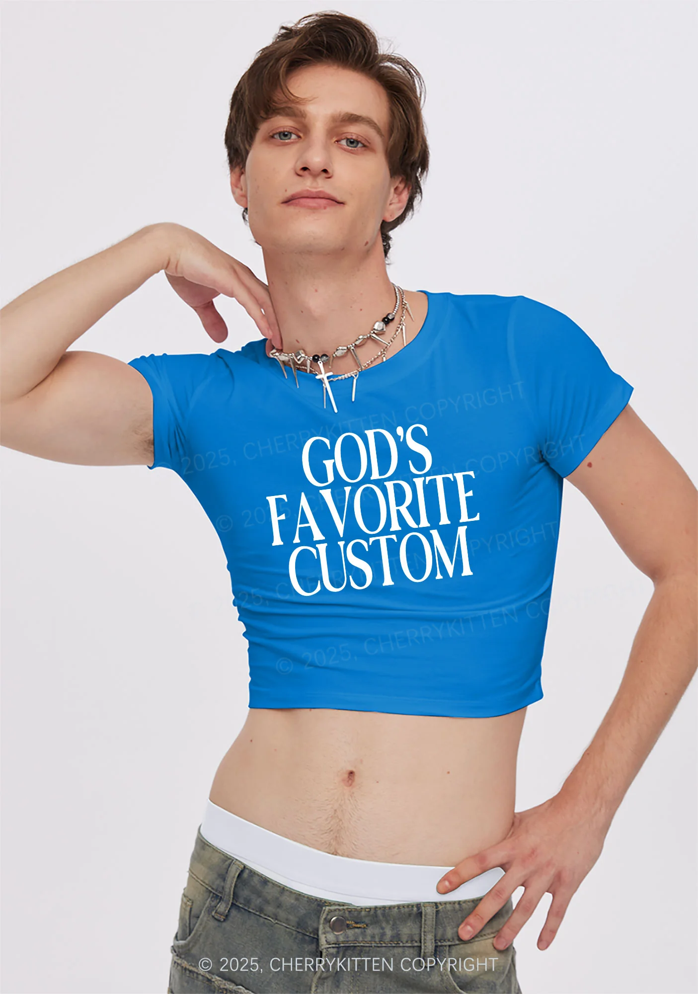 Gods Favorite Custom Y2K Baby Tee Cherrykitten - Image 3