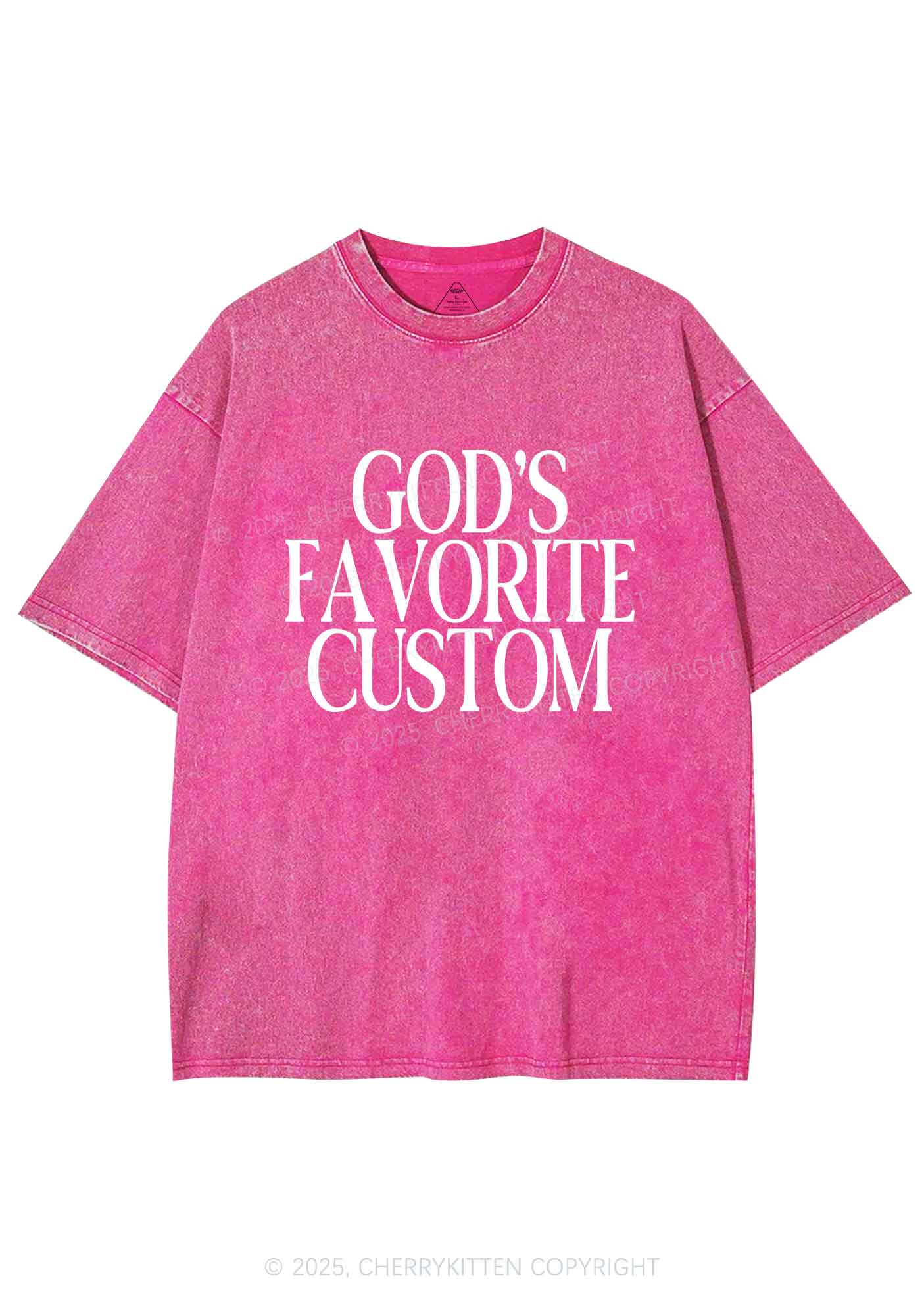 Gods Favorite Custom Y2K Shirts Washed Tee Cherrykitten - Image 3